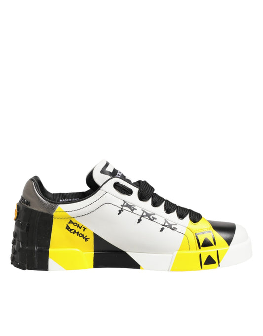 Dolce & Gabbana Multicolor Leather Graffiti Low Top Sneakers Shoes Curated Luxury Accessories by Orvyn