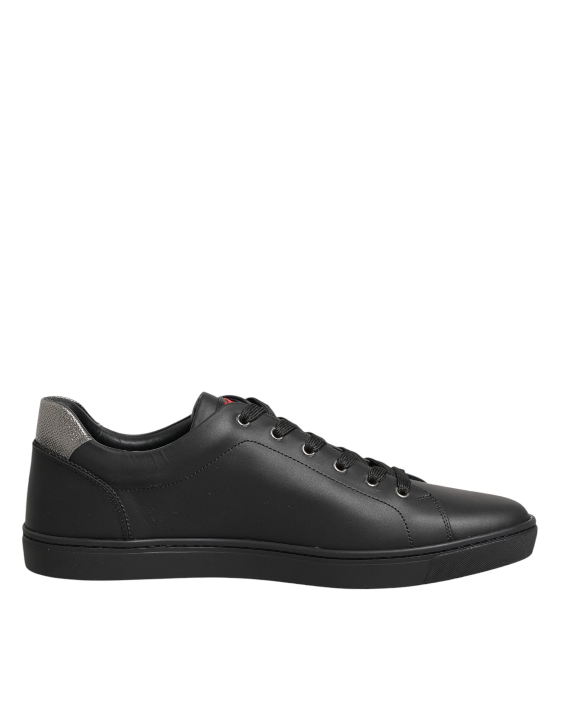 Dolce & Gabbana Black Leather Heart Embellished Sneakers Shoes Curated Luxury Accessories by Orvyn