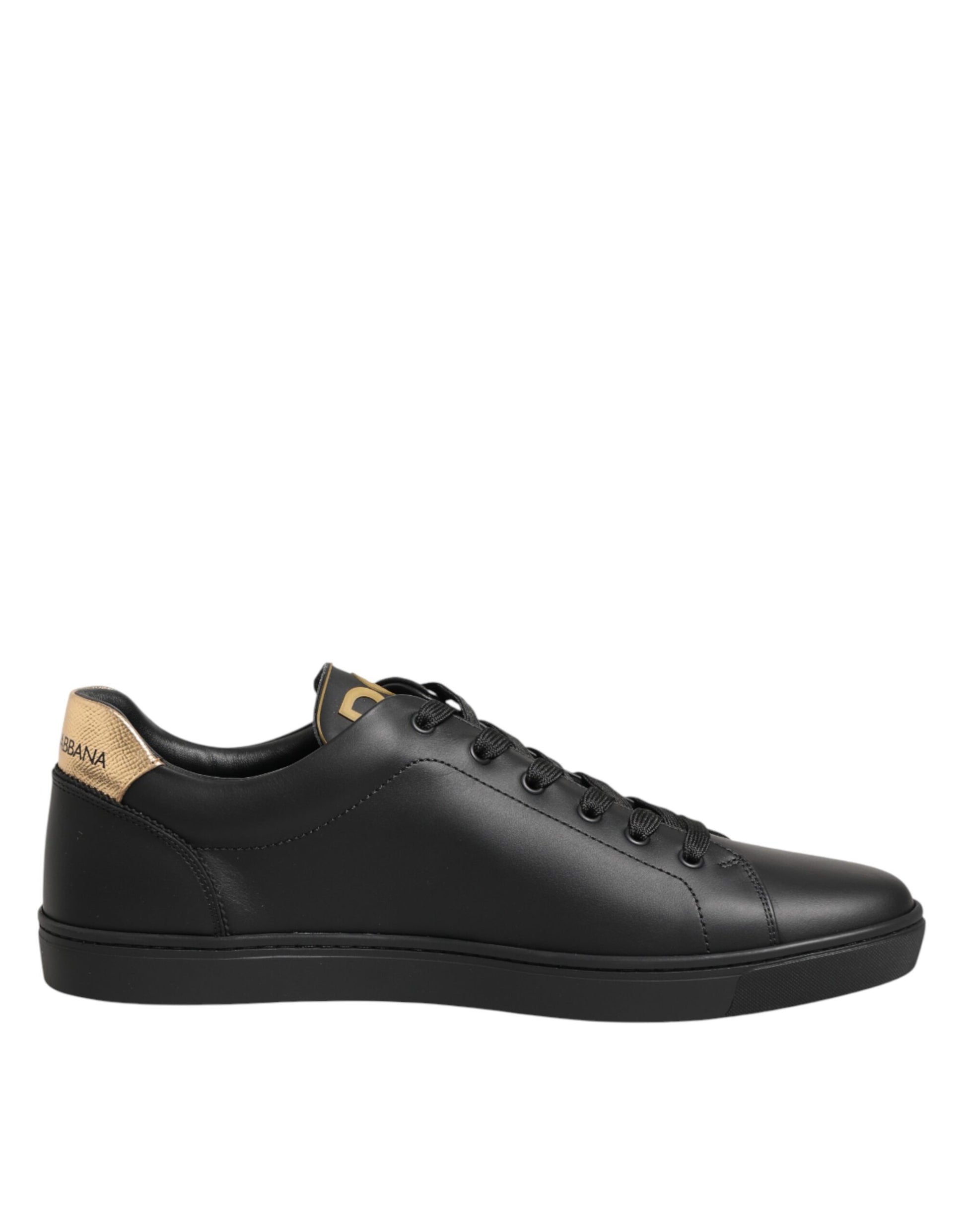Dolce & Gabbana Black Leather Heart Embellished Sneakers Shoes Curated Luxury Accessories by Orvyn
