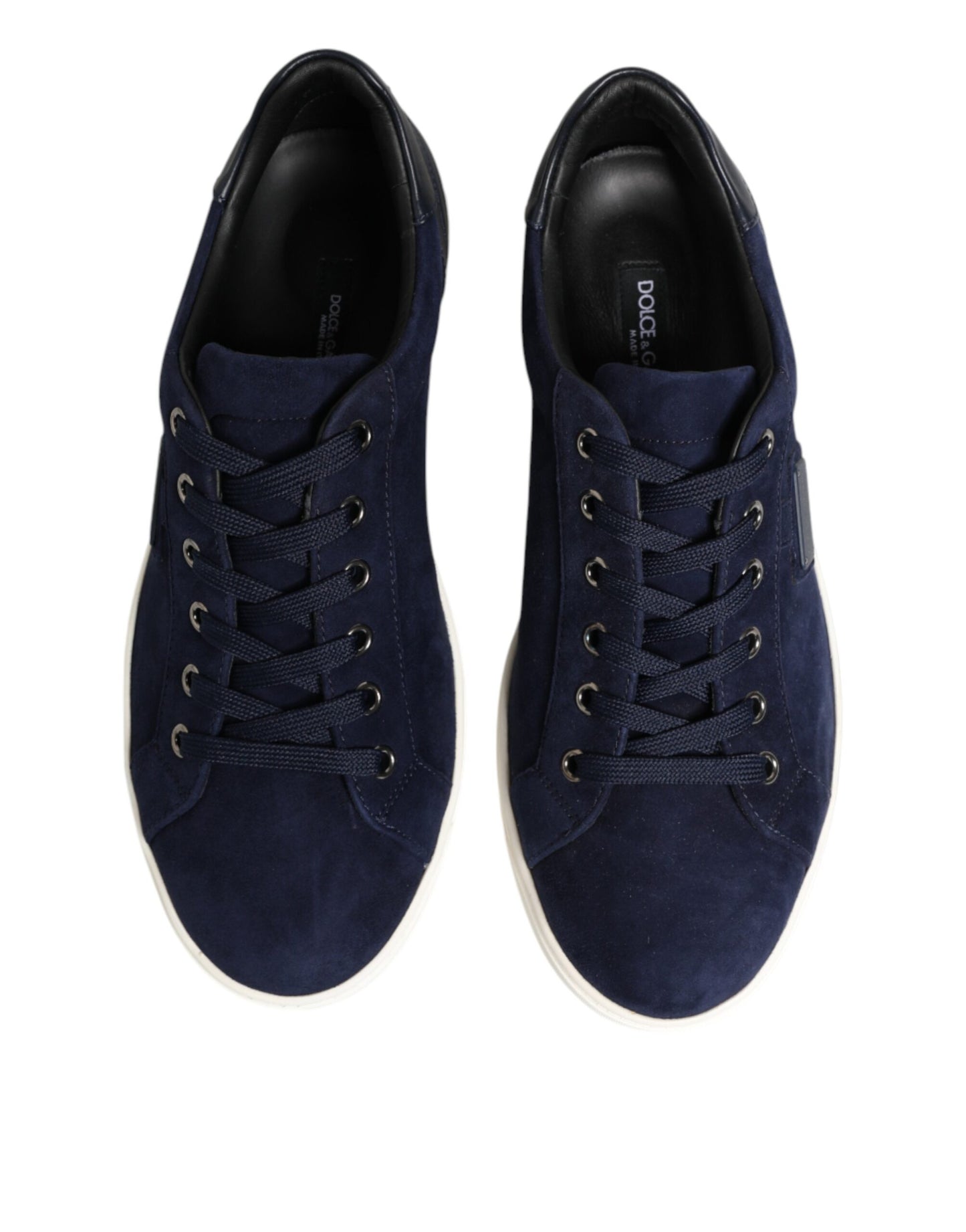Dolce & Gabbana Blue Leather Suede Low Top Sneakers Shoes Curated Luxury Accessories by Orvyn