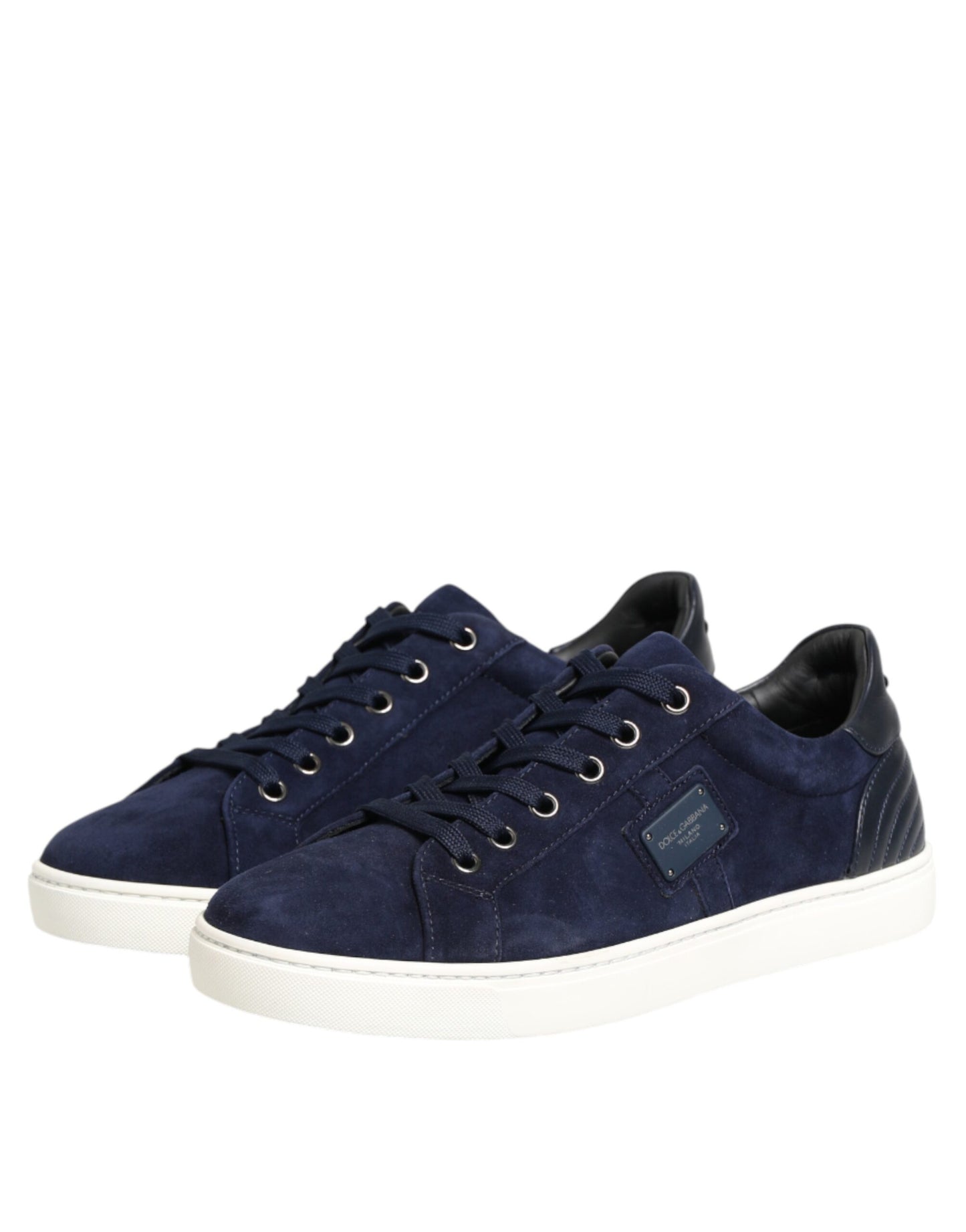 Dolce & Gabbana Blue Leather Suede Low Top Sneakers Shoes Curated Luxury Accessories by Orvyn