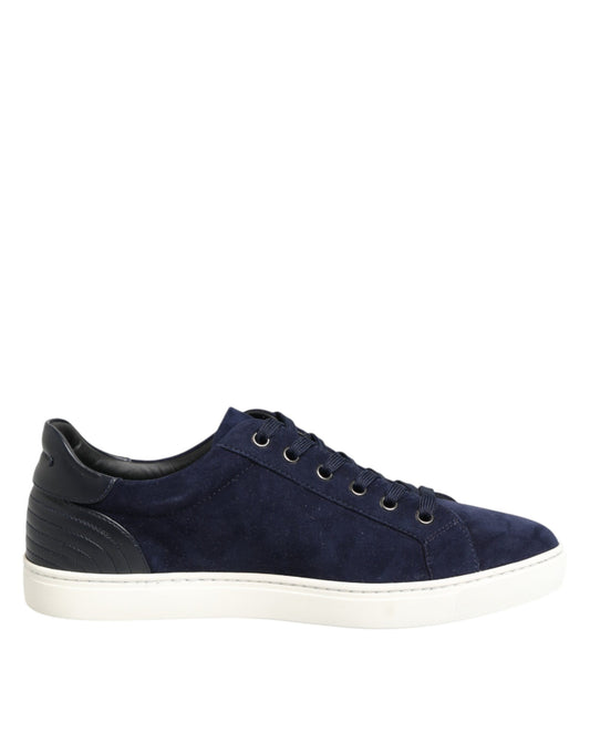 Dolce & Gabbana Blue Leather Suede Low Top Sneakers Shoes Curated Luxury Accessories by Orvyn