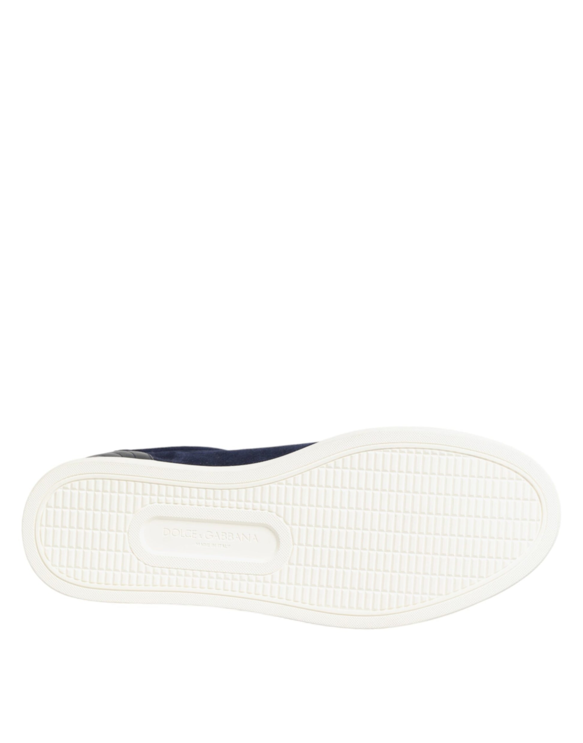Dolce & Gabbana Blue Leather Suede Low Top Sneakers Shoes Curated Luxury Accessories by Orvyn