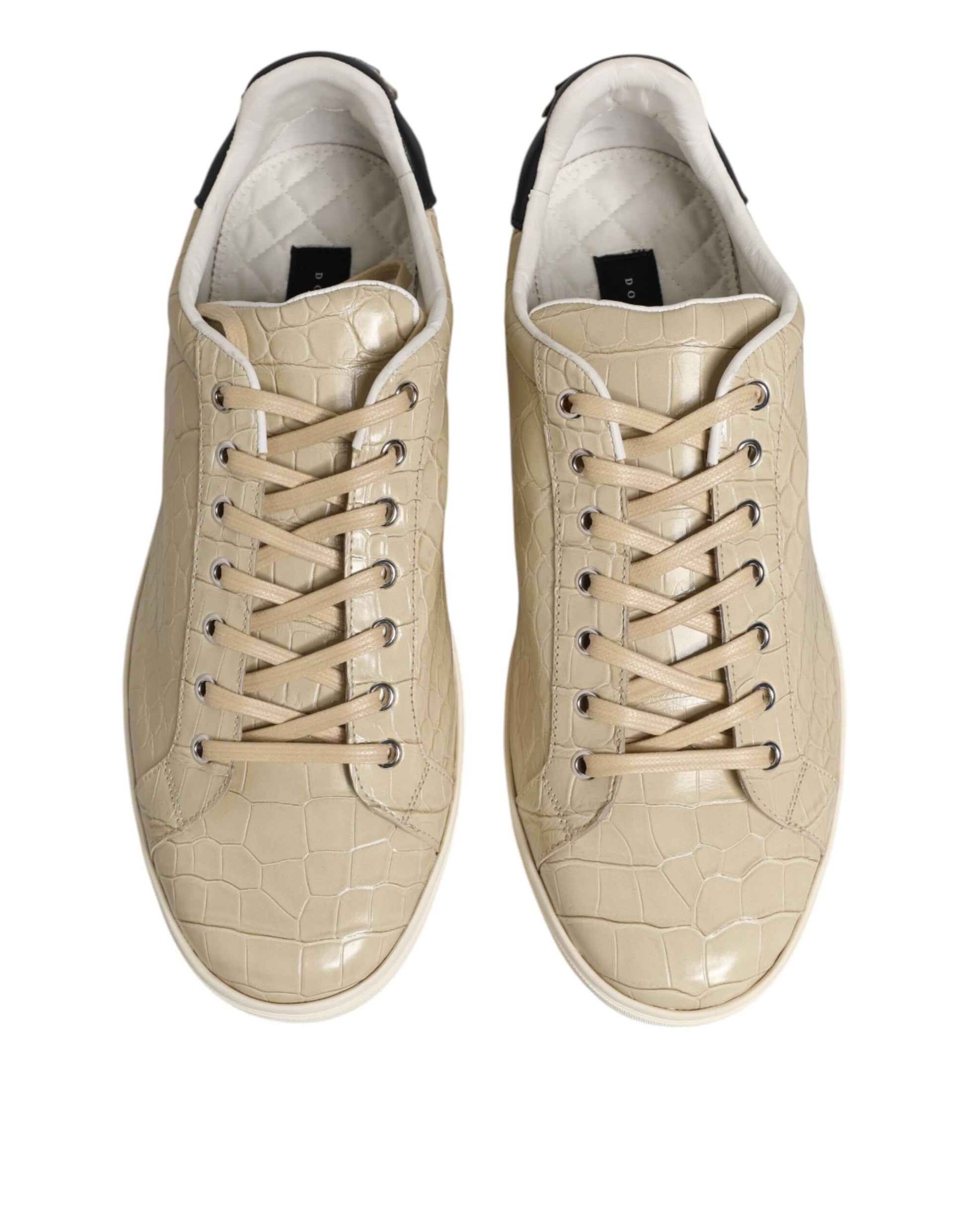 Dolce & Gabbana Beige London Low Top Leather Sneakers Shoes Curated Luxury Accessories by Orvyn