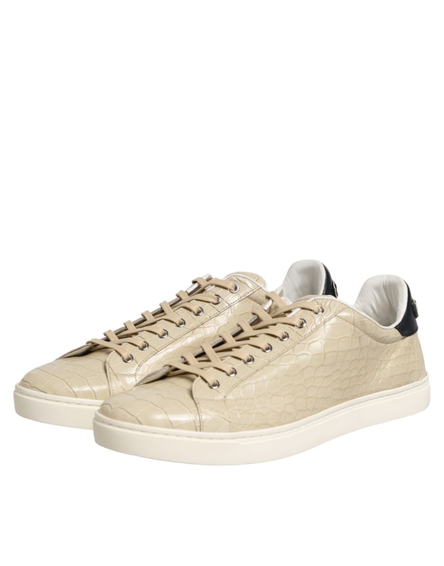 Dolce & Gabbana Beige London Low Top Leather Sneakers Shoes Curated Luxury Accessories by Orvyn