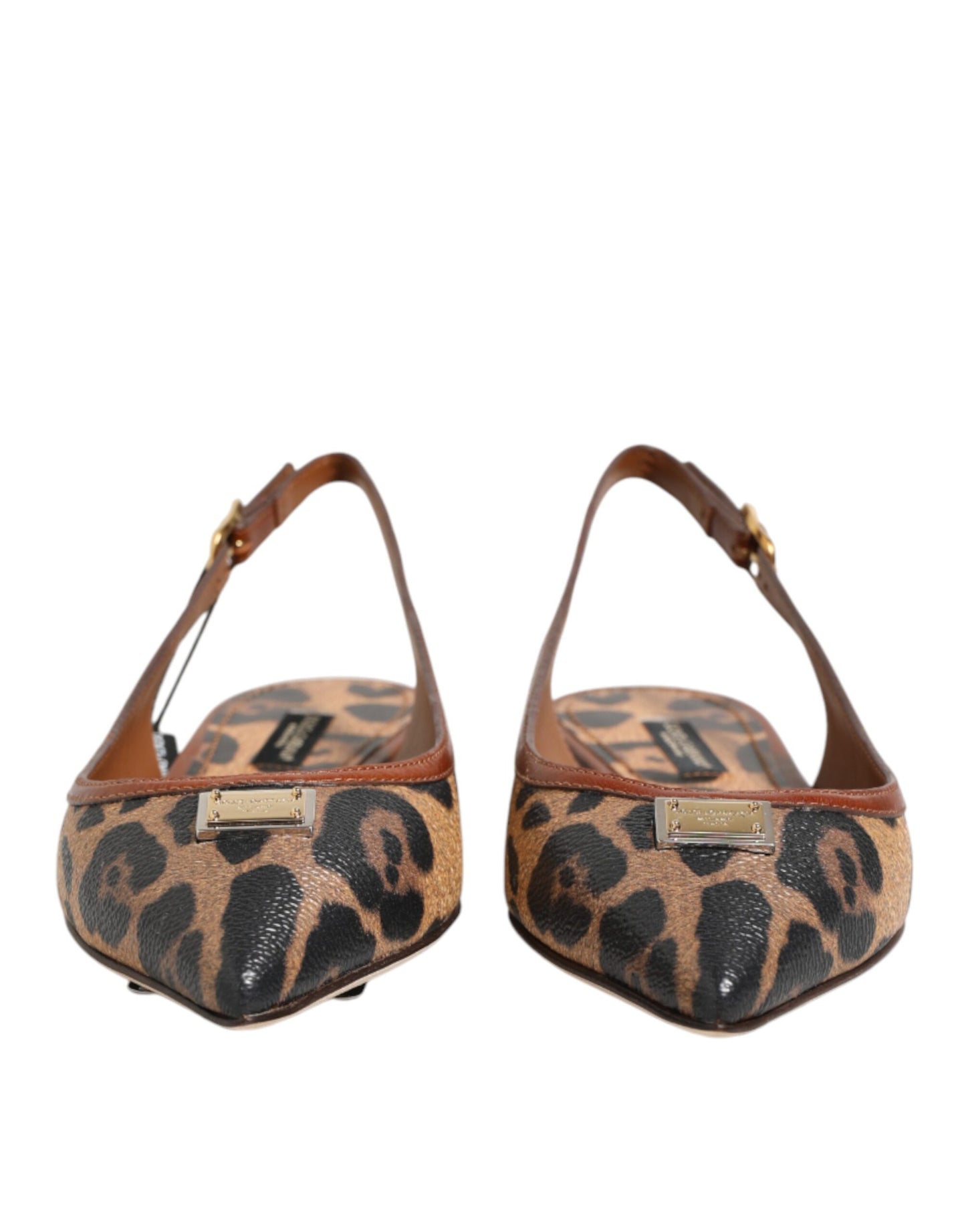 Dolce & Gabbana Brown Leopard Slingback Flats Sandals Shoes Curated Luxury Accessories by Orvyn