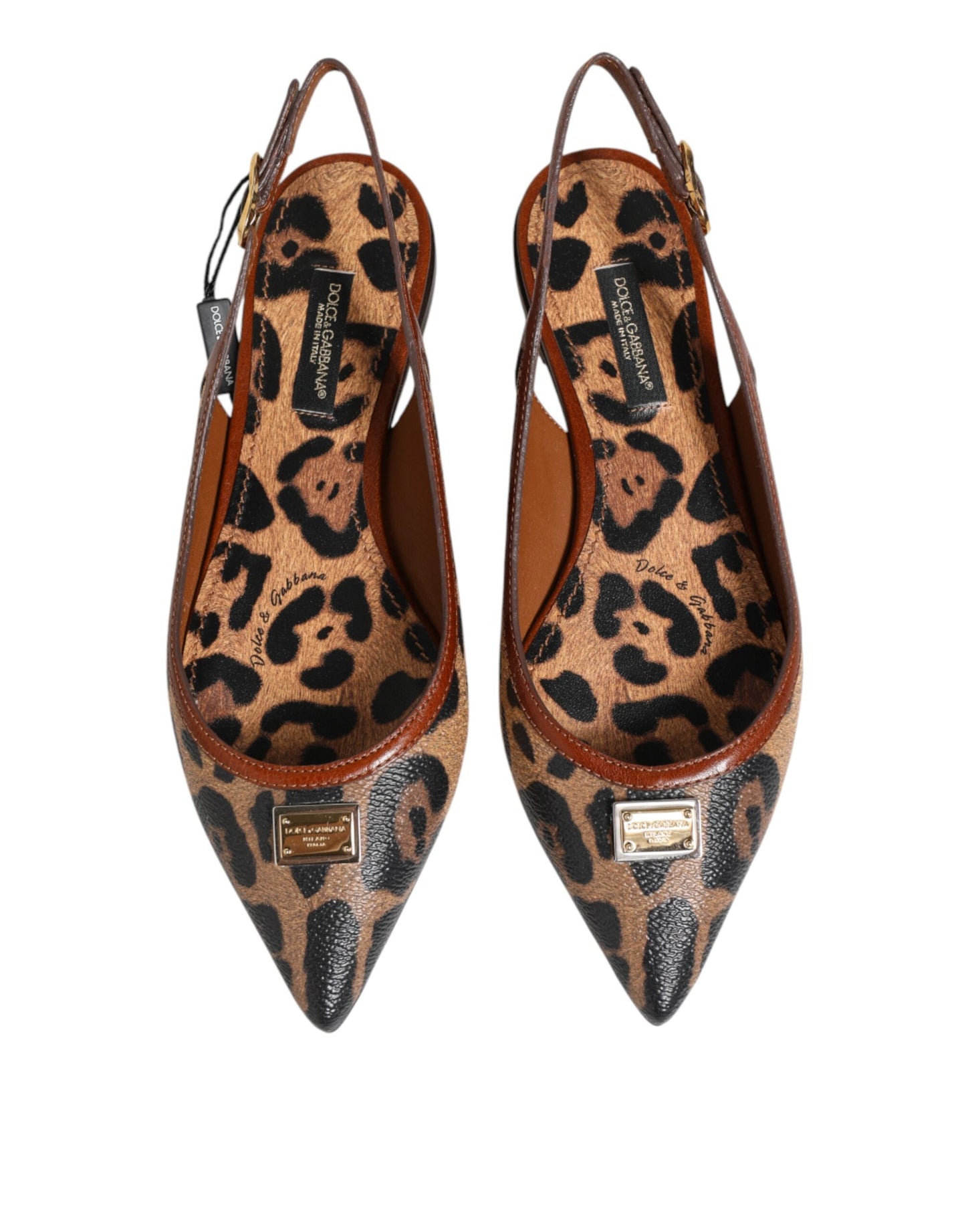 Dolce & Gabbana Brown Leopard Slingback Flats Sandals Shoes Curated Luxury Accessories by Orvyn