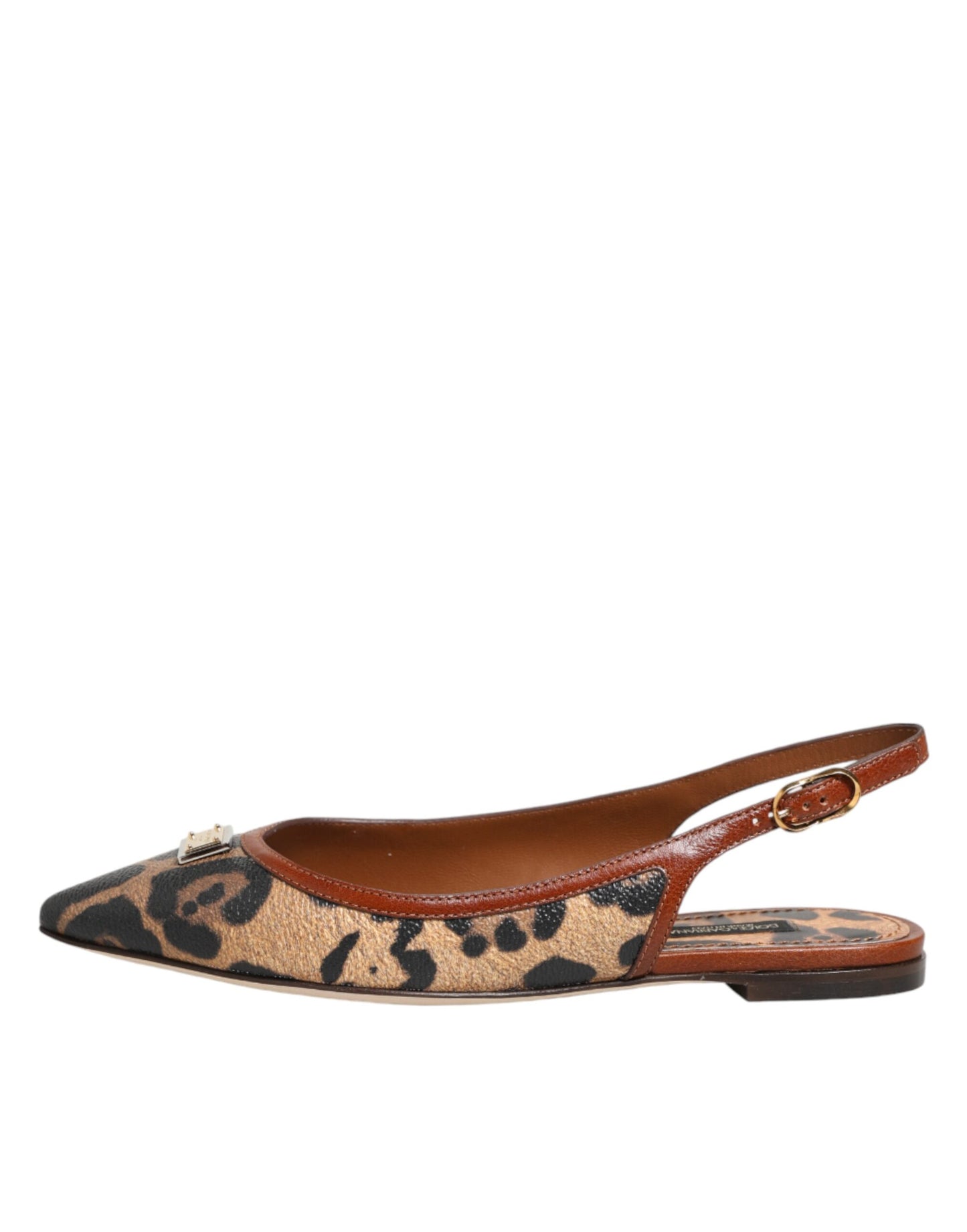 Dolce & Gabbana Brown Leopard Slingback Flats Sandals Shoes Curated Luxury Accessories by Orvyn