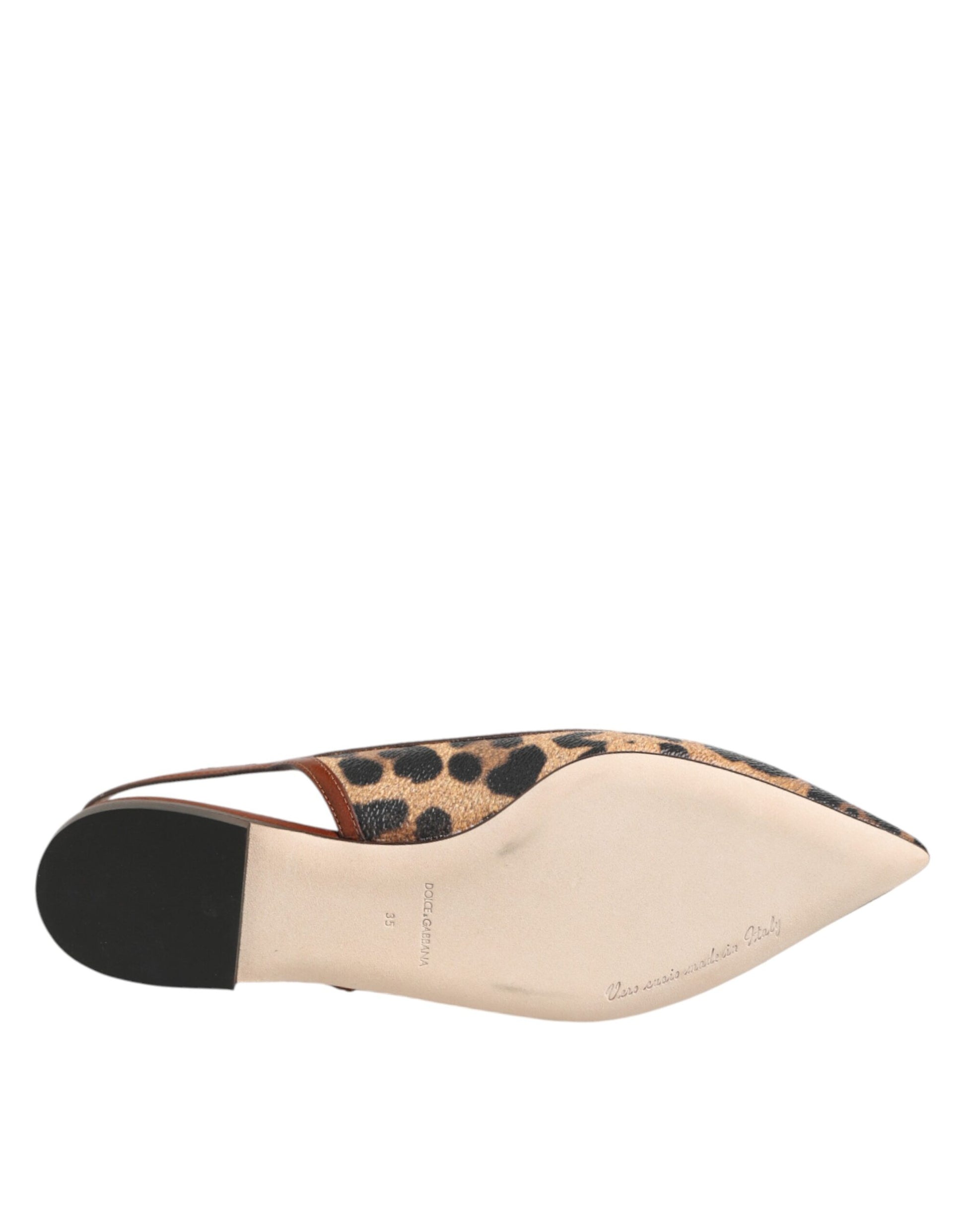Dolce & Gabbana Brown Leopard Slingback Flats Sandals Shoes Curated Luxury Accessories by Orvyn