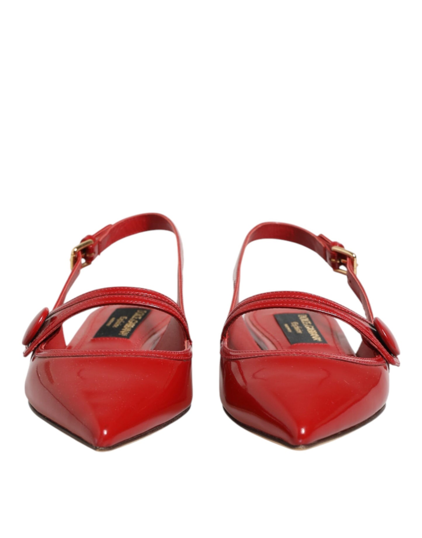 Dolce & Gabbana Red Leather Slingback Flats Sandals Shoes Curated Luxury Accessories by Orvyn