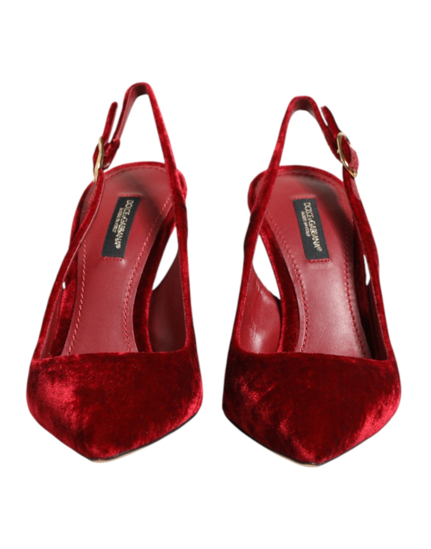 Dolce & Gabbana Red Suede High Heels Slingbacks Sandals Shoes Curated Luxury Accessories by Orvyn