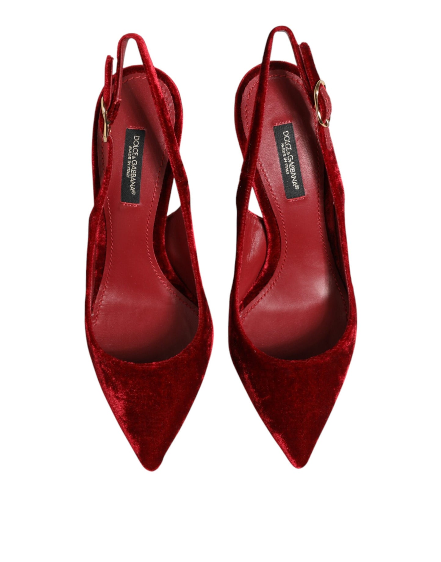 Dolce & Gabbana Red Suede High Heels Slingbacks Sandals Shoes Curated Luxury Accessories by Orvyn