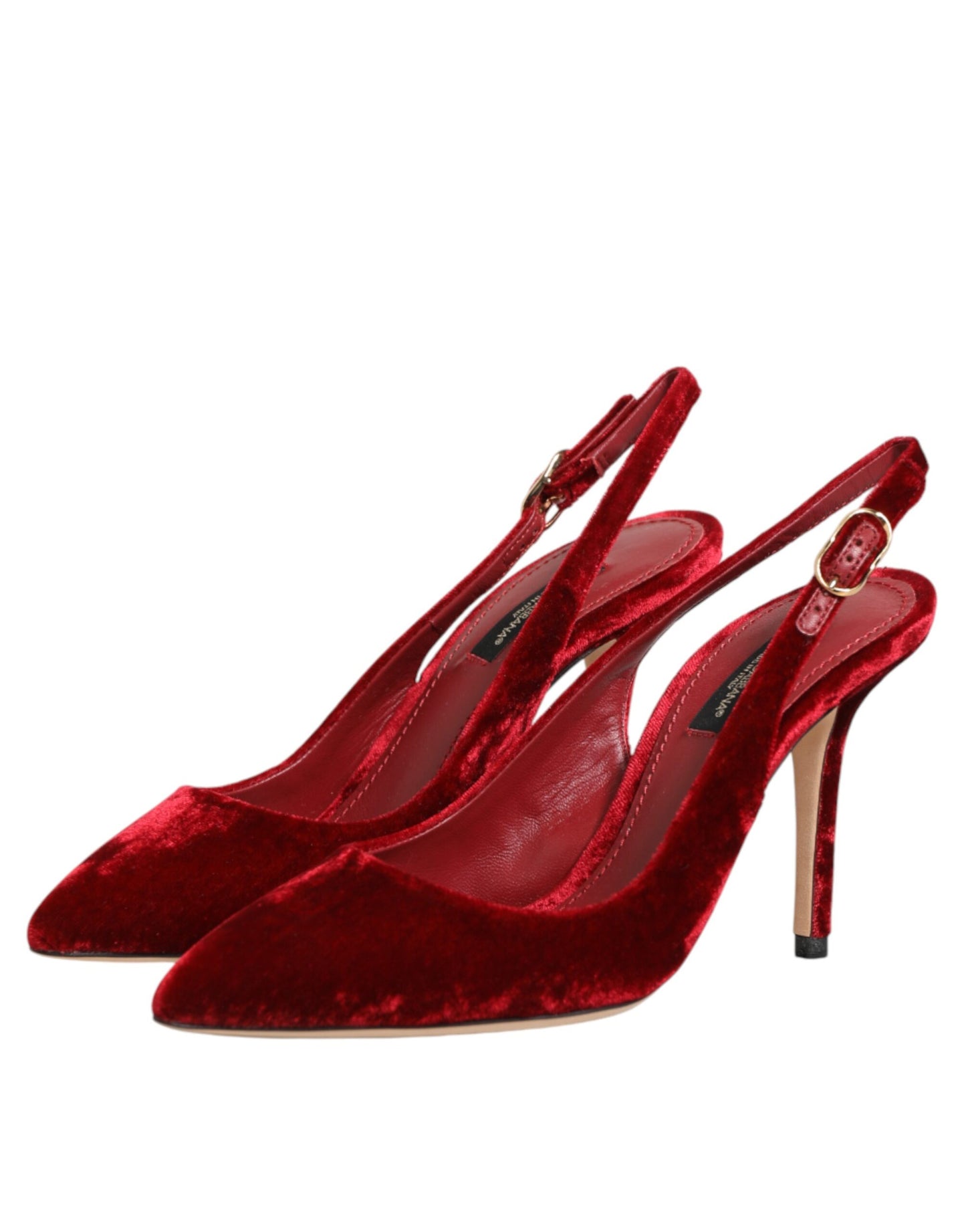 Dolce & Gabbana Red Suede High Heels Slingbacks Sandals Shoes Curated Luxury Accessories by Orvyn