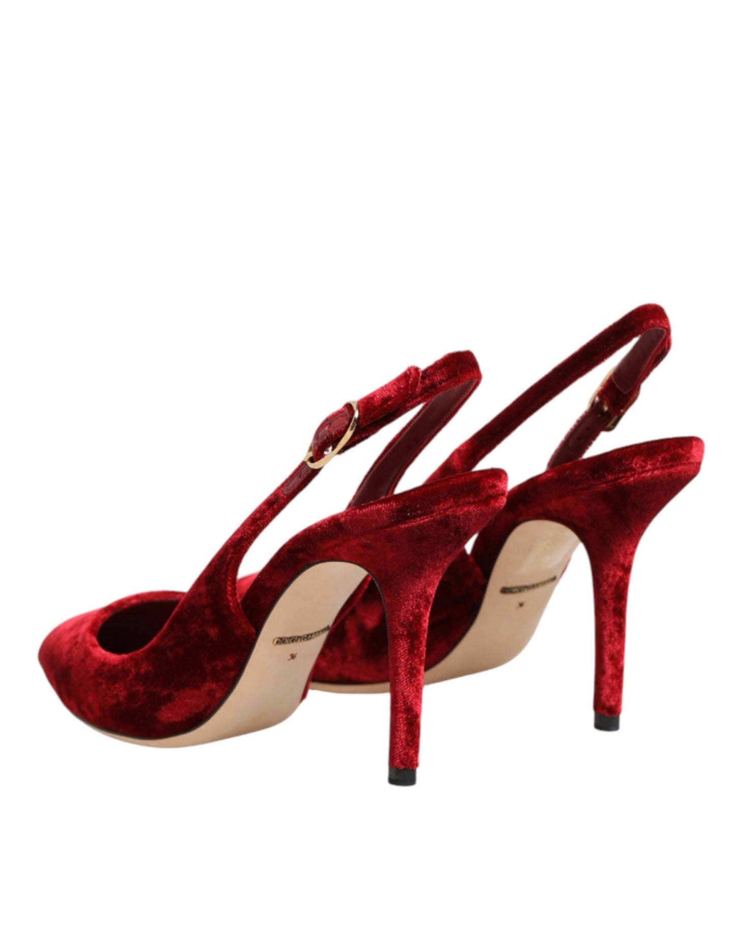 Dolce & Gabbana Red Suede High Heels Slingbacks Sandals Shoes Curated Luxury Accessories by Orvyn