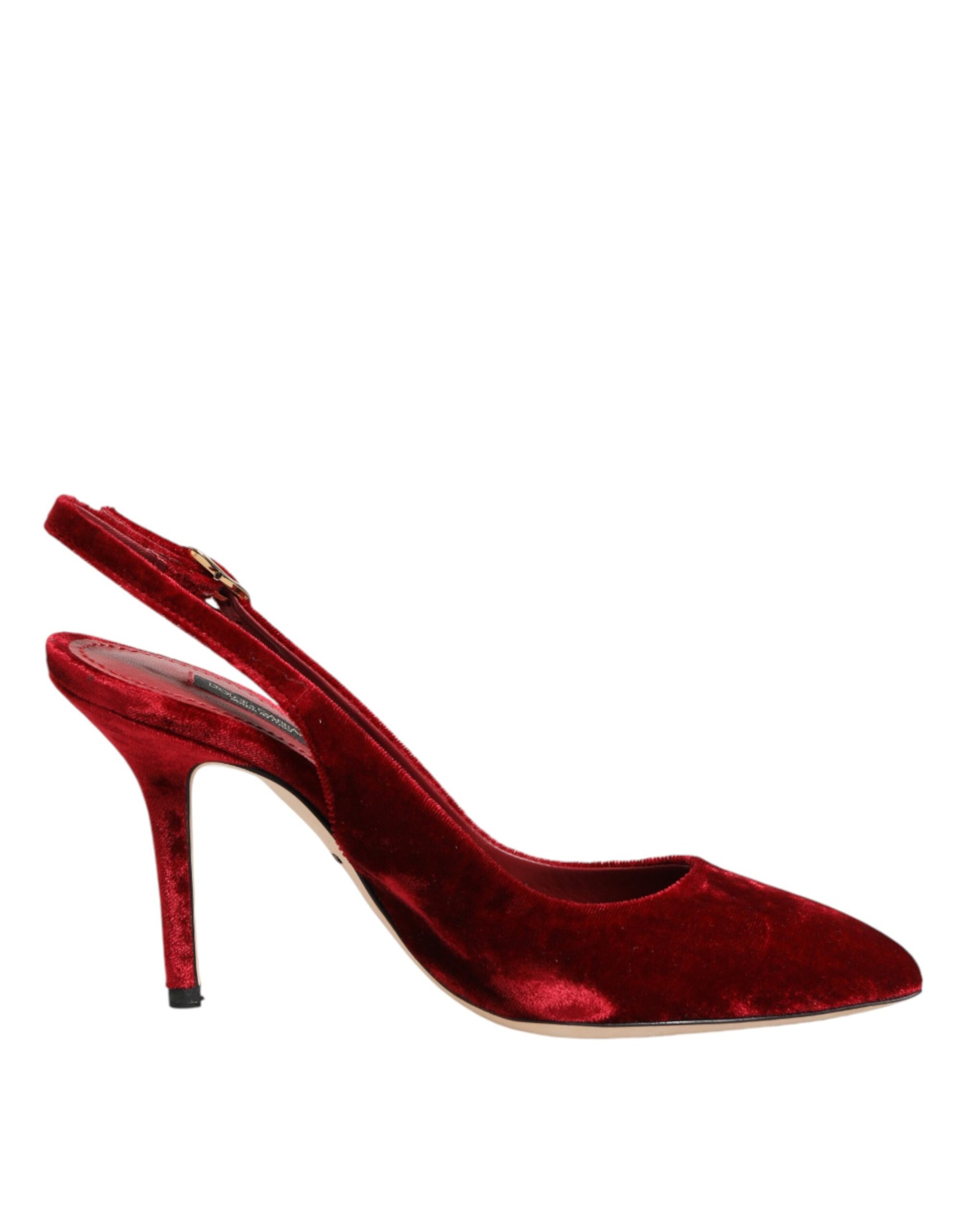 Dolce & Gabbana Red Suede High Heels Slingbacks Sandals Shoes Curated Luxury Accessories by Orvyn