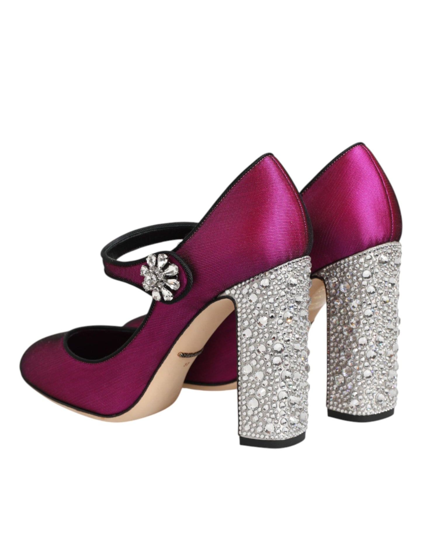 Dolce & Gabbana Pink Strass Mary Janes Heels Pumps Shoes Curated Luxury Accessories by Orvyn