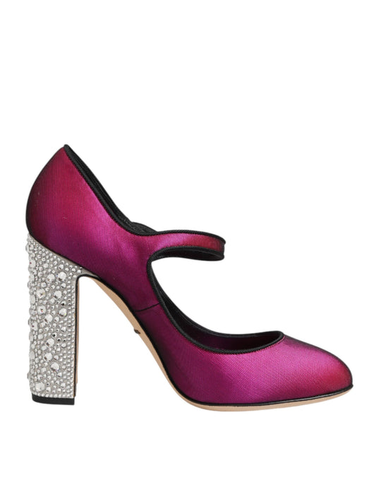 Dolce & Gabbana Pink Strass Mary Janes Heels Pumps Shoes Curated Luxury Accessories by Orvyn