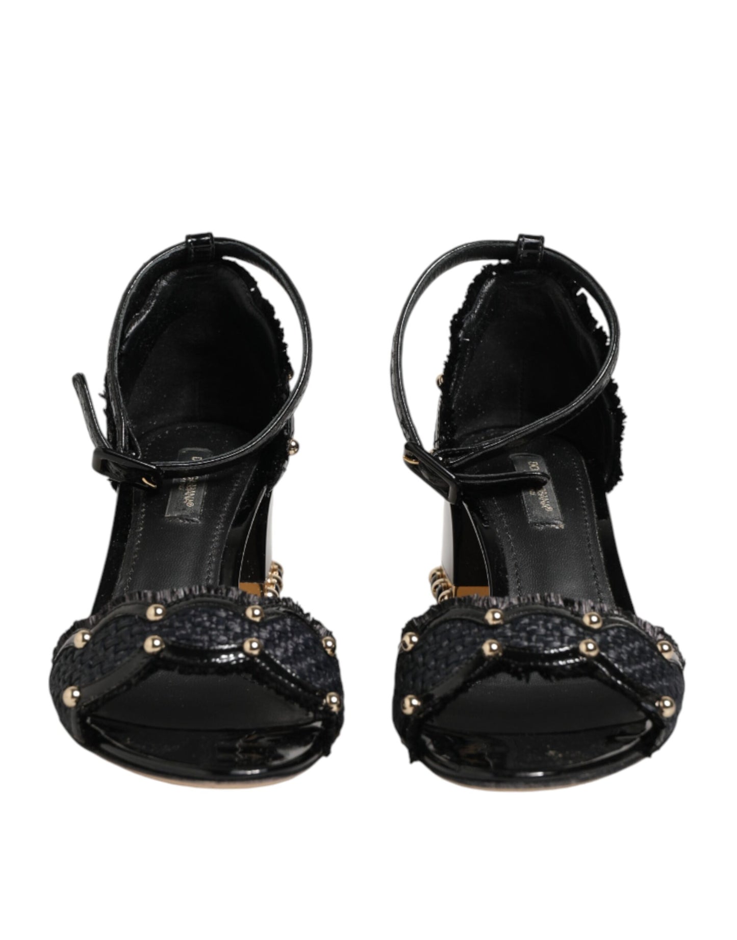 Dolce & Gabbana Black Studded Ankle Strap Sandals Shoes Curated Luxury Accessories by Orvyn