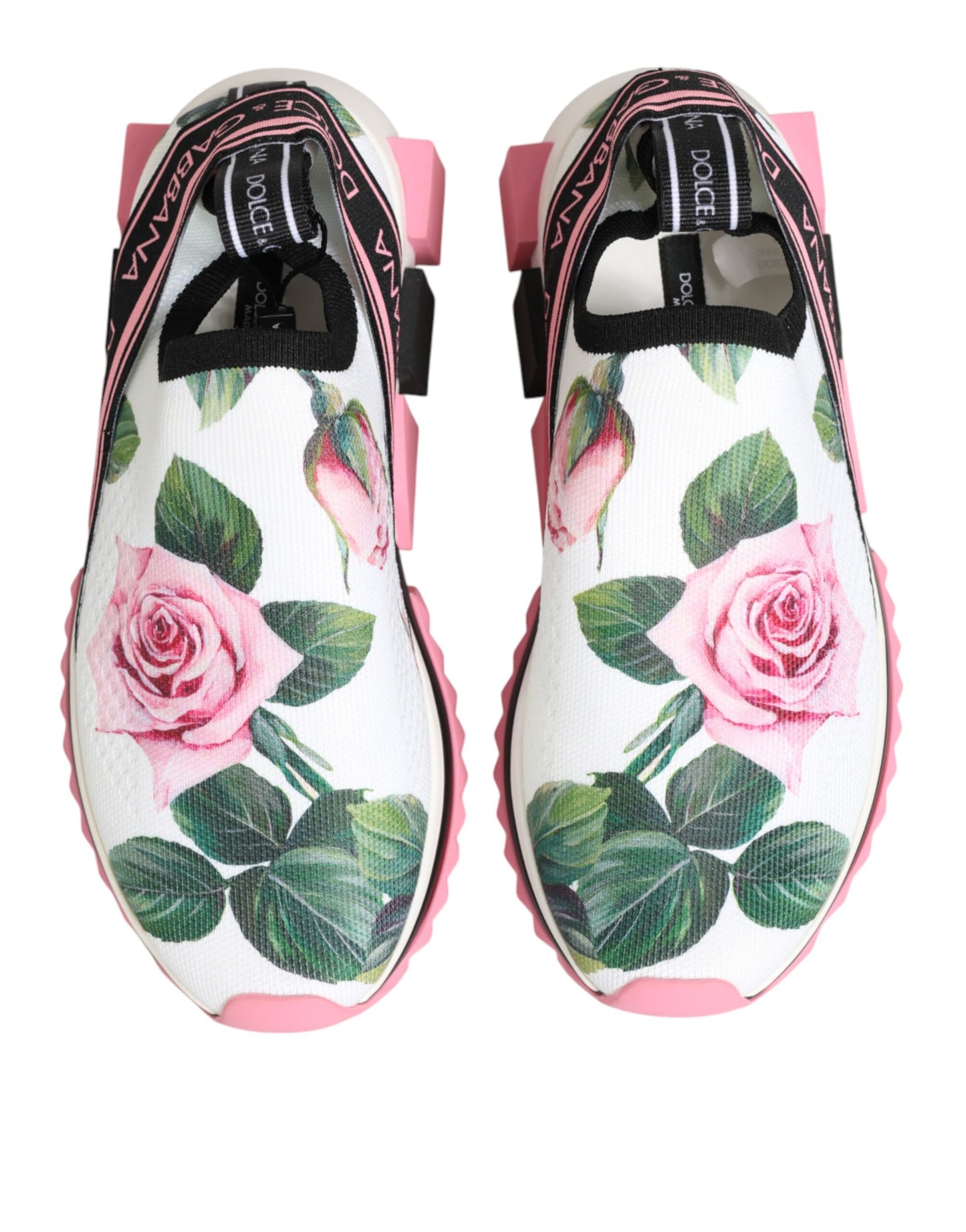 Dolce & Gabbana White Rose Print Sorrento Sneakers Shoes Curated Luxury Accessories by Orvyn