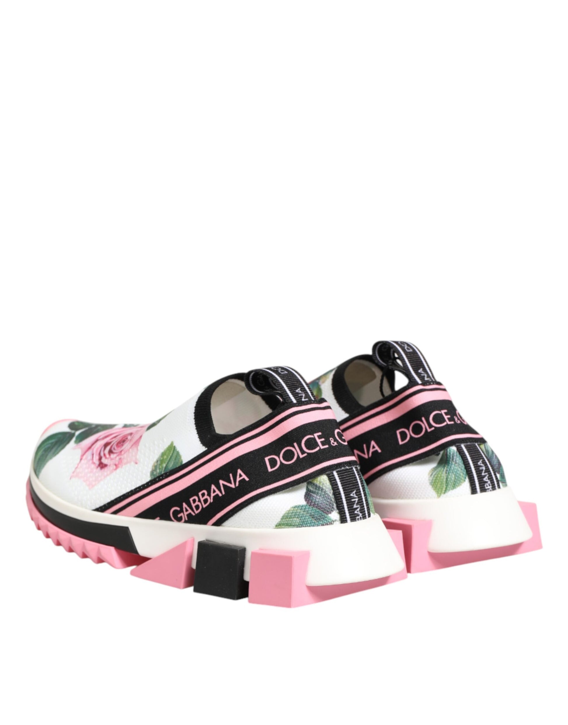 Dolce & Gabbana White Rose Print Sorrento Sneakers Shoes Curated Luxury Accessories by Orvyn