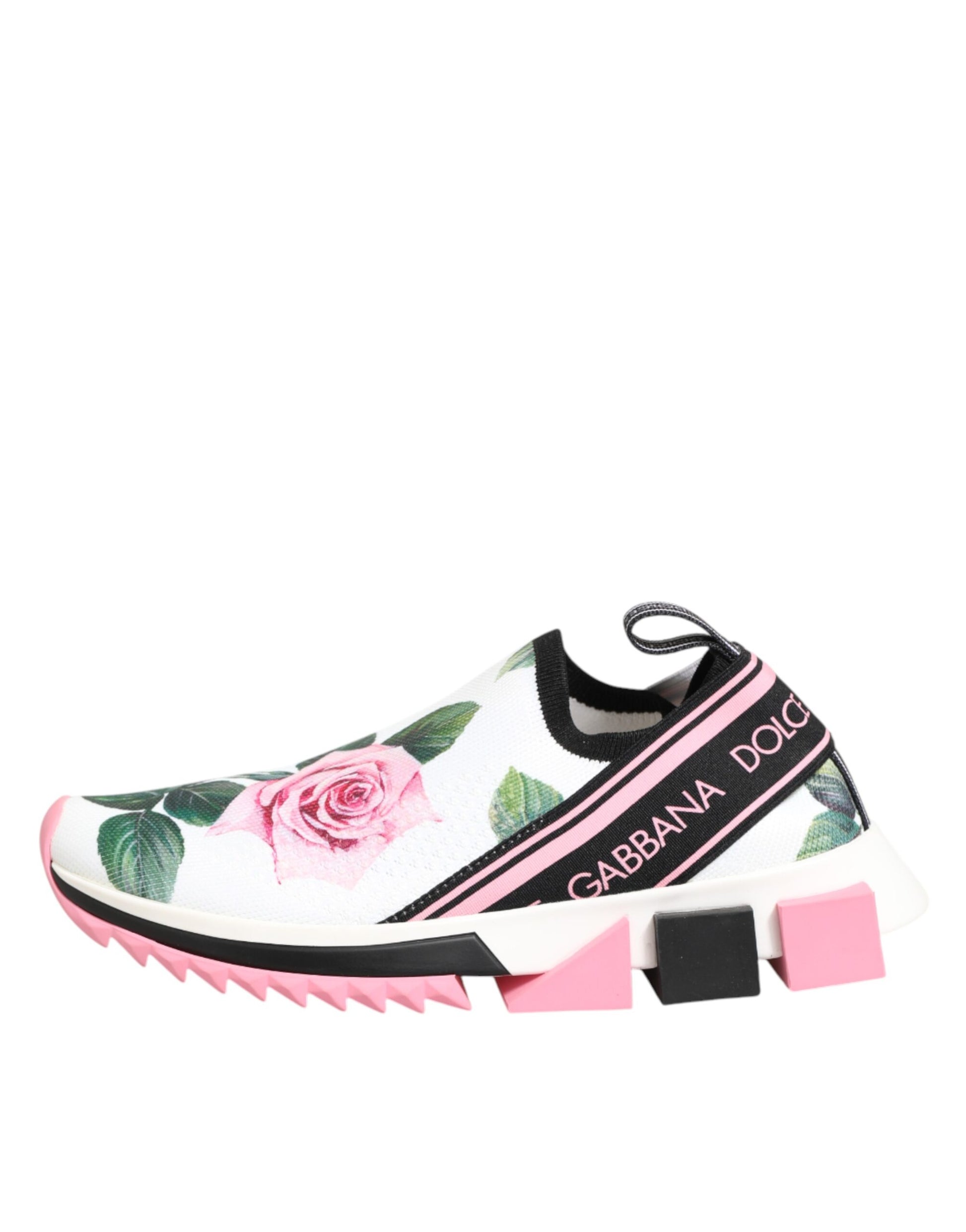 Dolce & Gabbana White Rose Print Sorrento Sneakers Shoes Curated Luxury Accessories by Orvyn