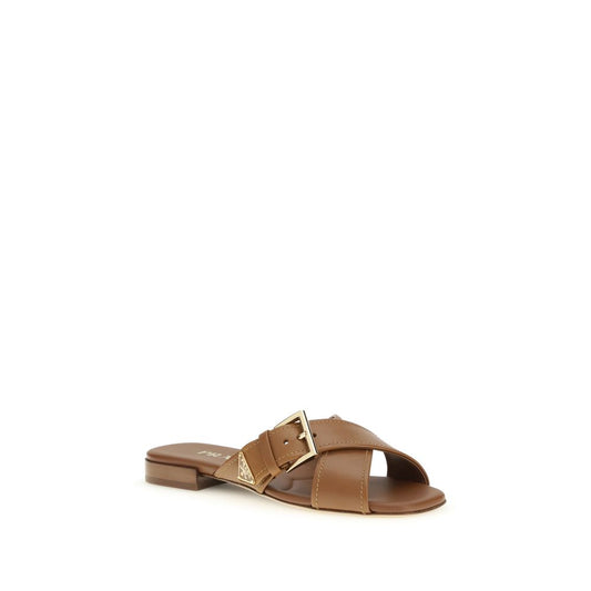 Prada Brown Calf Leather Bos Taurus Flat Sandals Curated Luxury Accessories by Orvyn