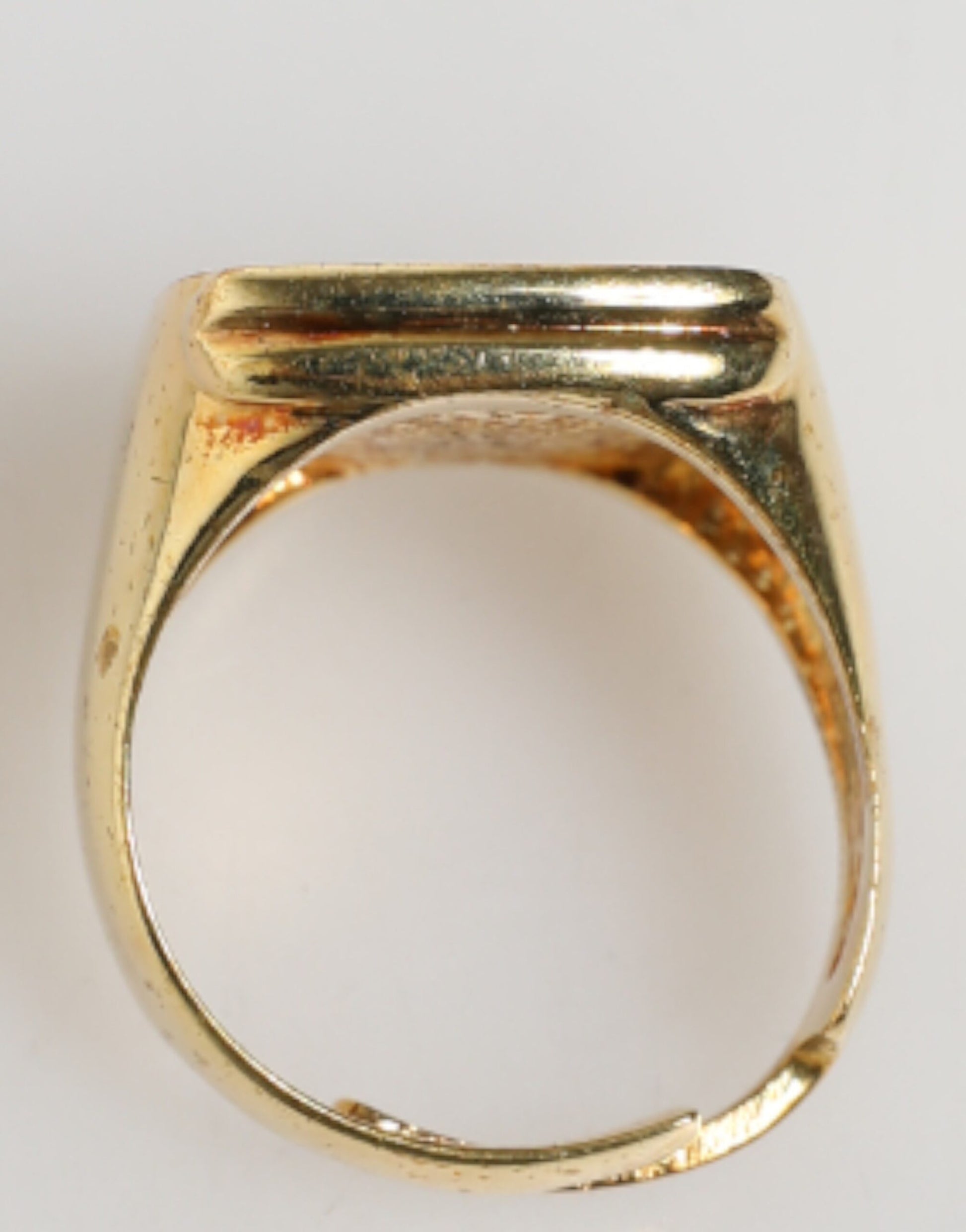 Dolce & Gabbana Gold-Tone Real Brass Black Enamel "J" Adjustable Rings Curated Luxury Accessories by Orvyn