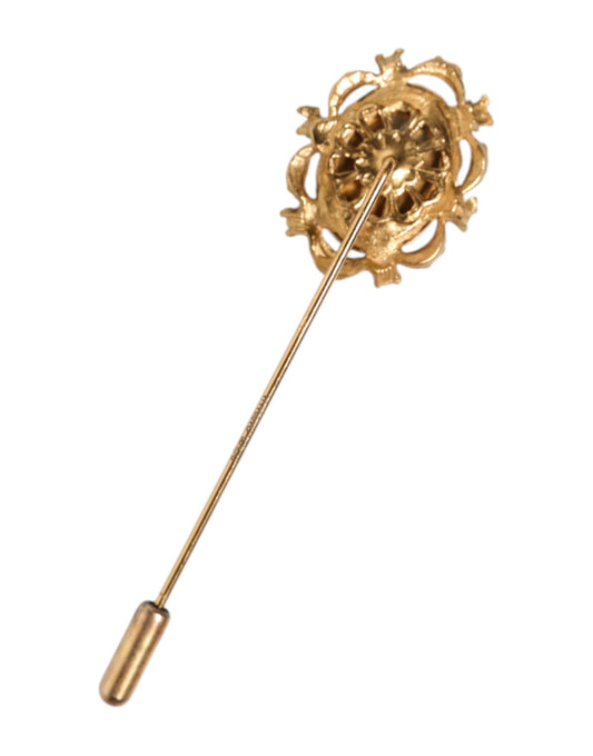 Dolce & Gabbana Gold Tone Green Stone Antique Men Accessory Brooch Pin Curated Luxury Accessories by Orvyn