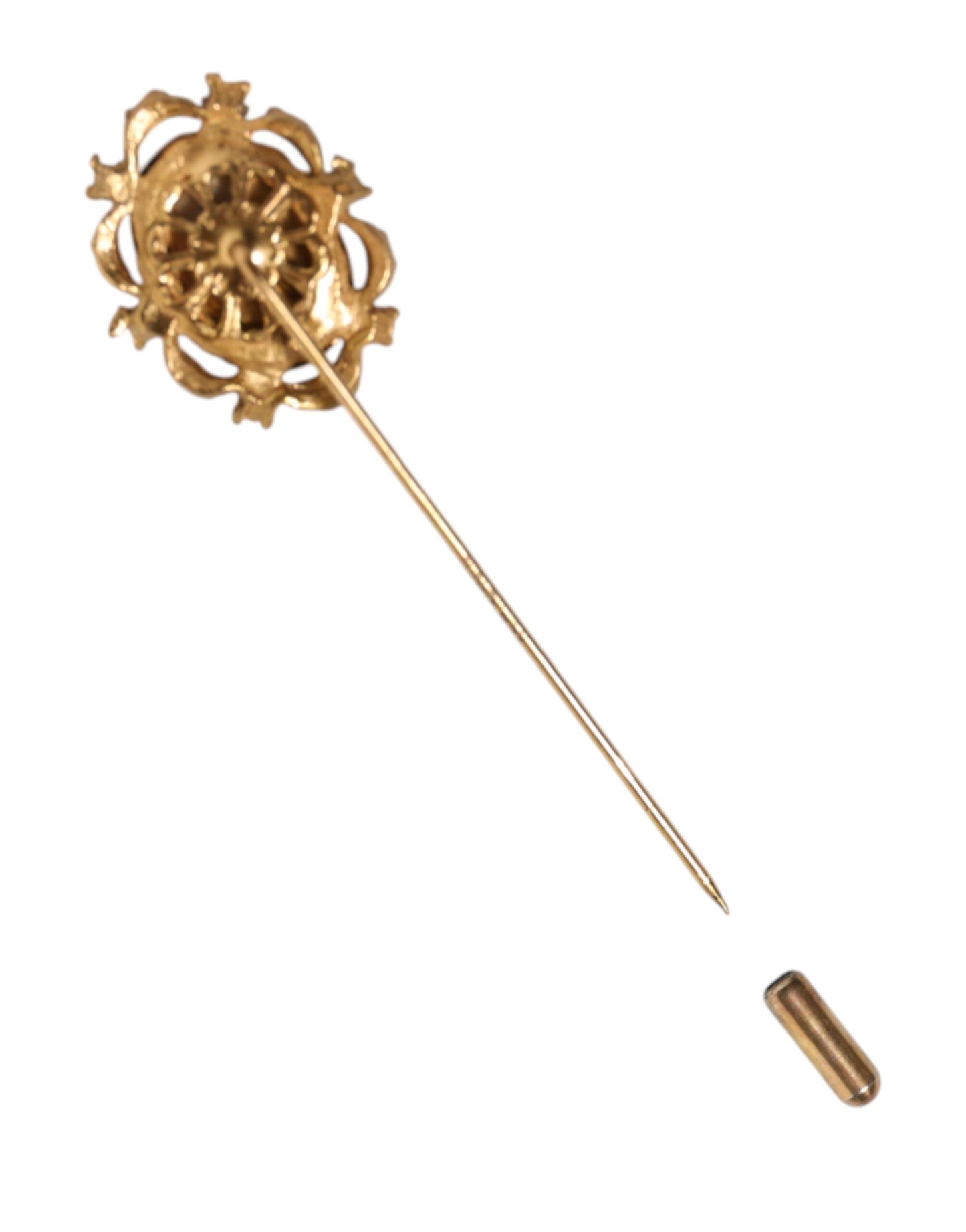 Dolce & Gabbana Gold Tone Green Stone Antique Men Accessory Brooch Pin Curated Luxury Accessories by Orvyn
