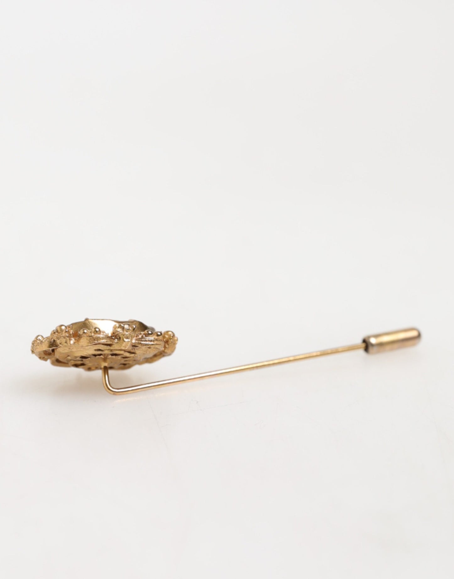 Dolce & Gabbana Gold Tone Green Stone Antique Men Accessory Brooch Pin Curated Luxury Accessories by Orvyn