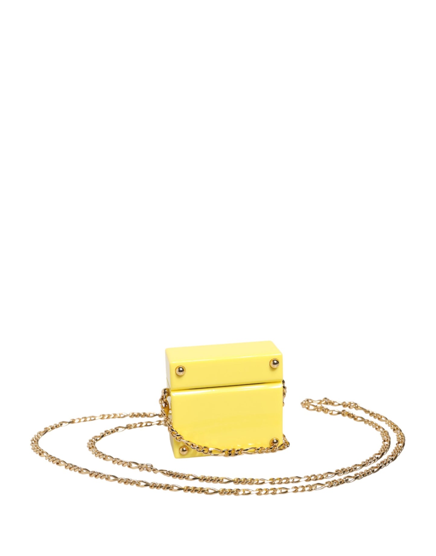 Dolce & Gabbana Yellow DG Logo Plaque Cover Gold Chain Airpods Case Curated Luxury Accessories by Orvyn