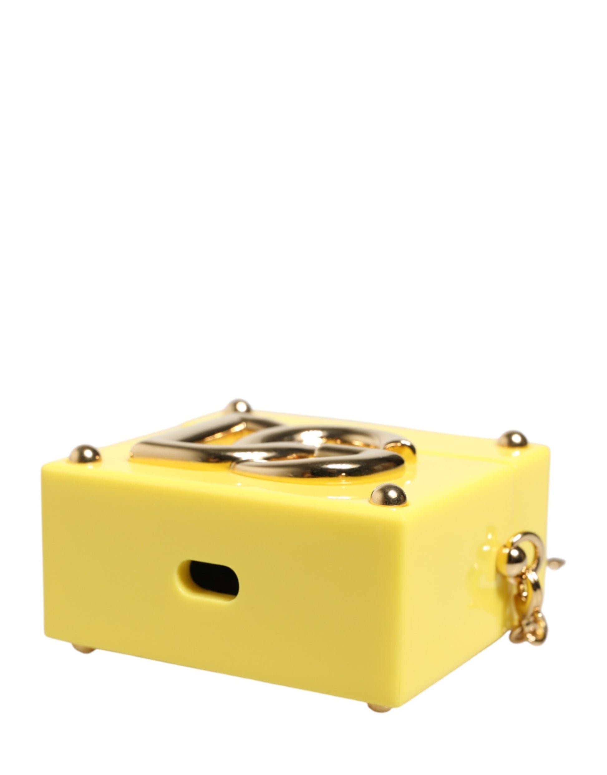 Dolce & Gabbana Yellow DG Logo Plaque Cover Gold Chain Airpods Case Curated Luxury Accessories by Orvyn
