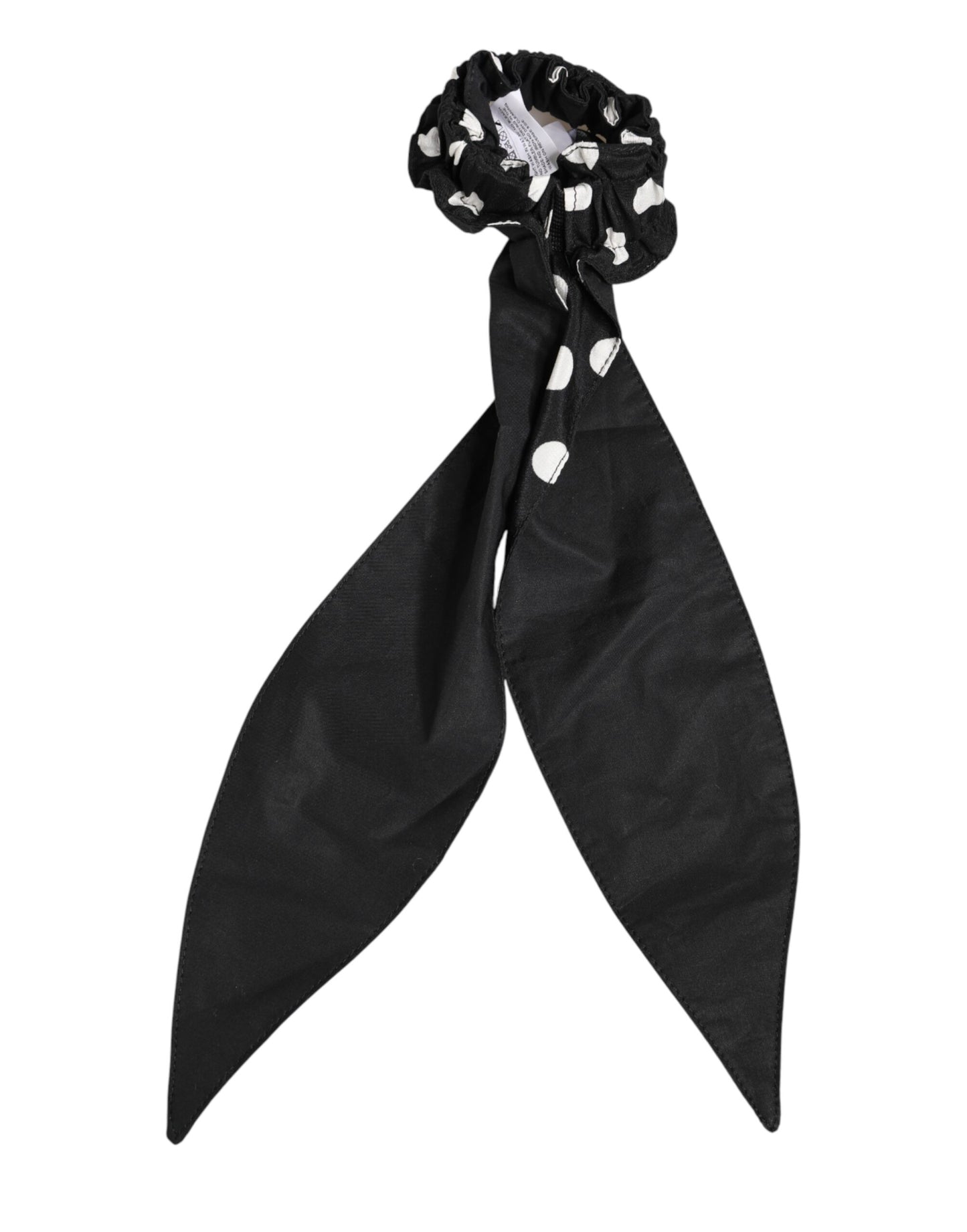 Dolce & Gabbana Black Cotton Polka Dot Scarf Tie Accessory Hair Scrunchie Curated Luxury Accessories by Orvyn