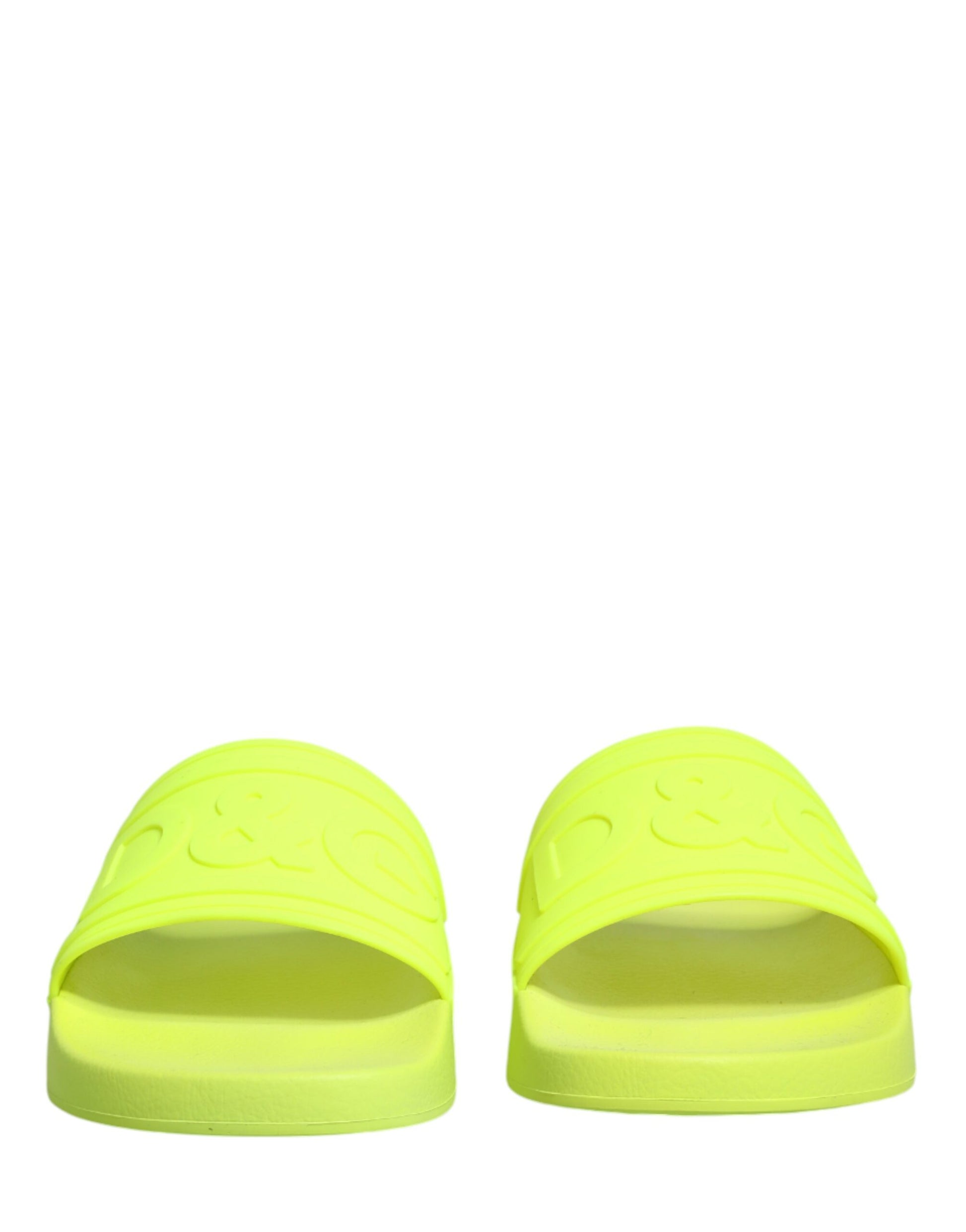 Dolce & Gabbana Green Rubber Slides Sandals Beachwear Shoes Curated Luxury Accessories by Orvyn