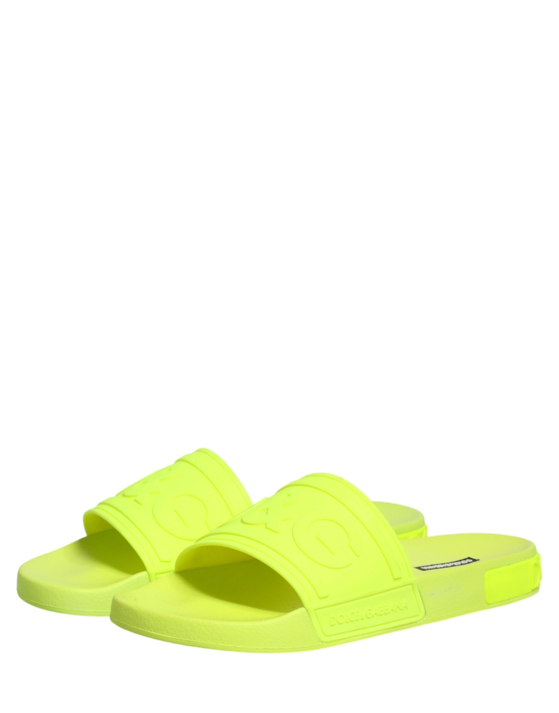 Dolce & Gabbana Green Rubber Slides Sandals Beachwear Shoes Curated Luxury Accessories by Orvyn