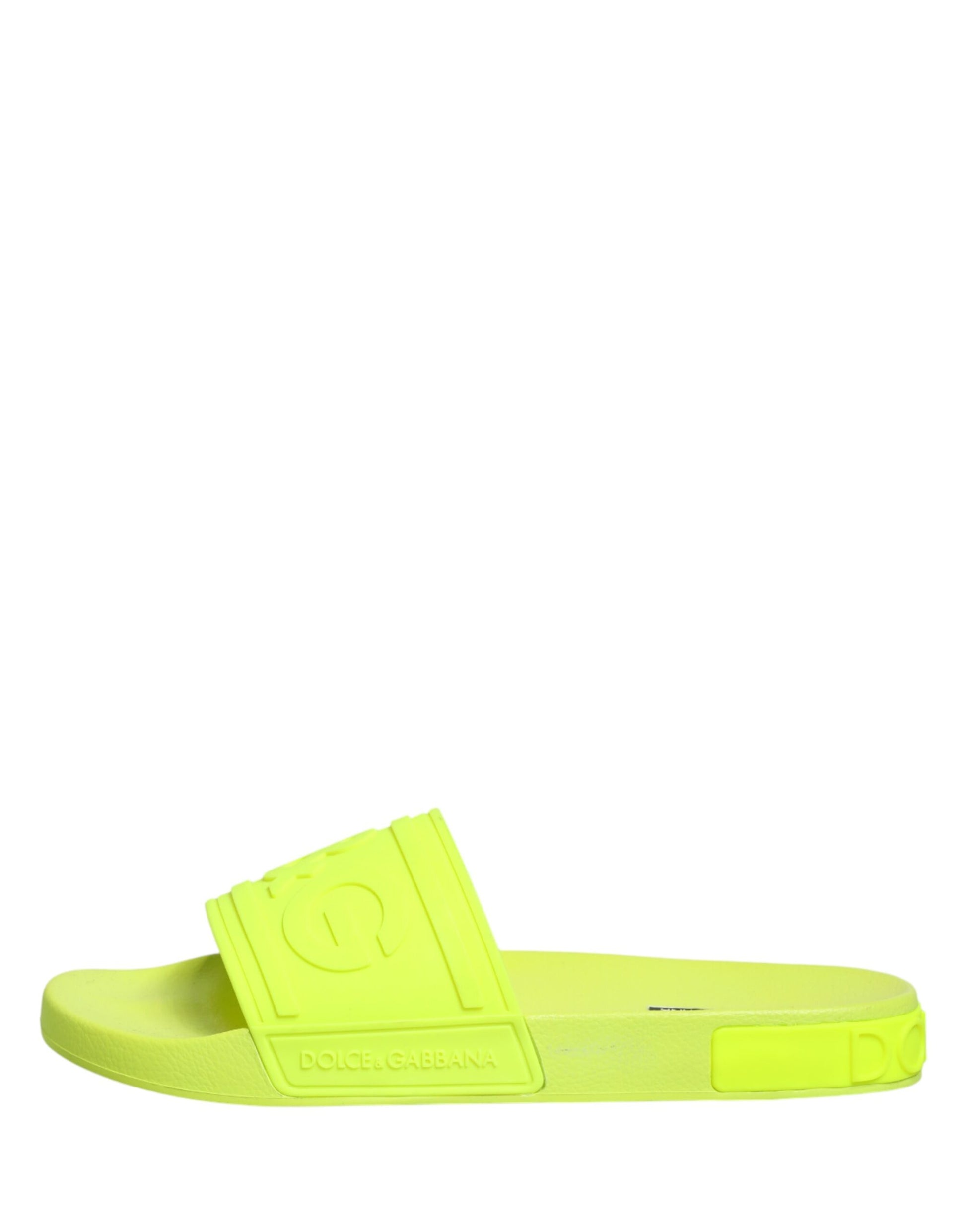 Dolce & Gabbana Green Rubber Slides Sandals Beachwear Shoes Curated Luxury Accessories by Orvyn