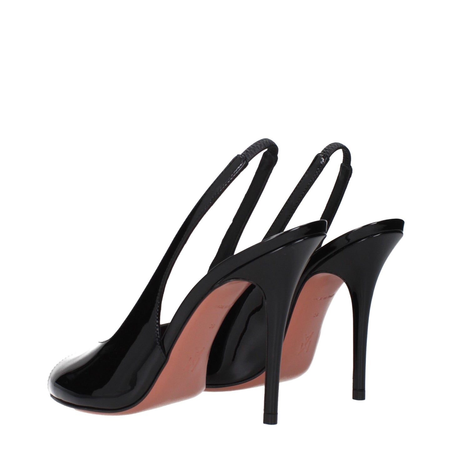 Amina Muaddi Black Leather Stiletto Heel Sandals Curated Luxury Accessories by Orvyn