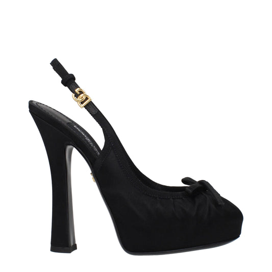 Dolce & Gabbana Black Satin High Heel Pumps schwarz