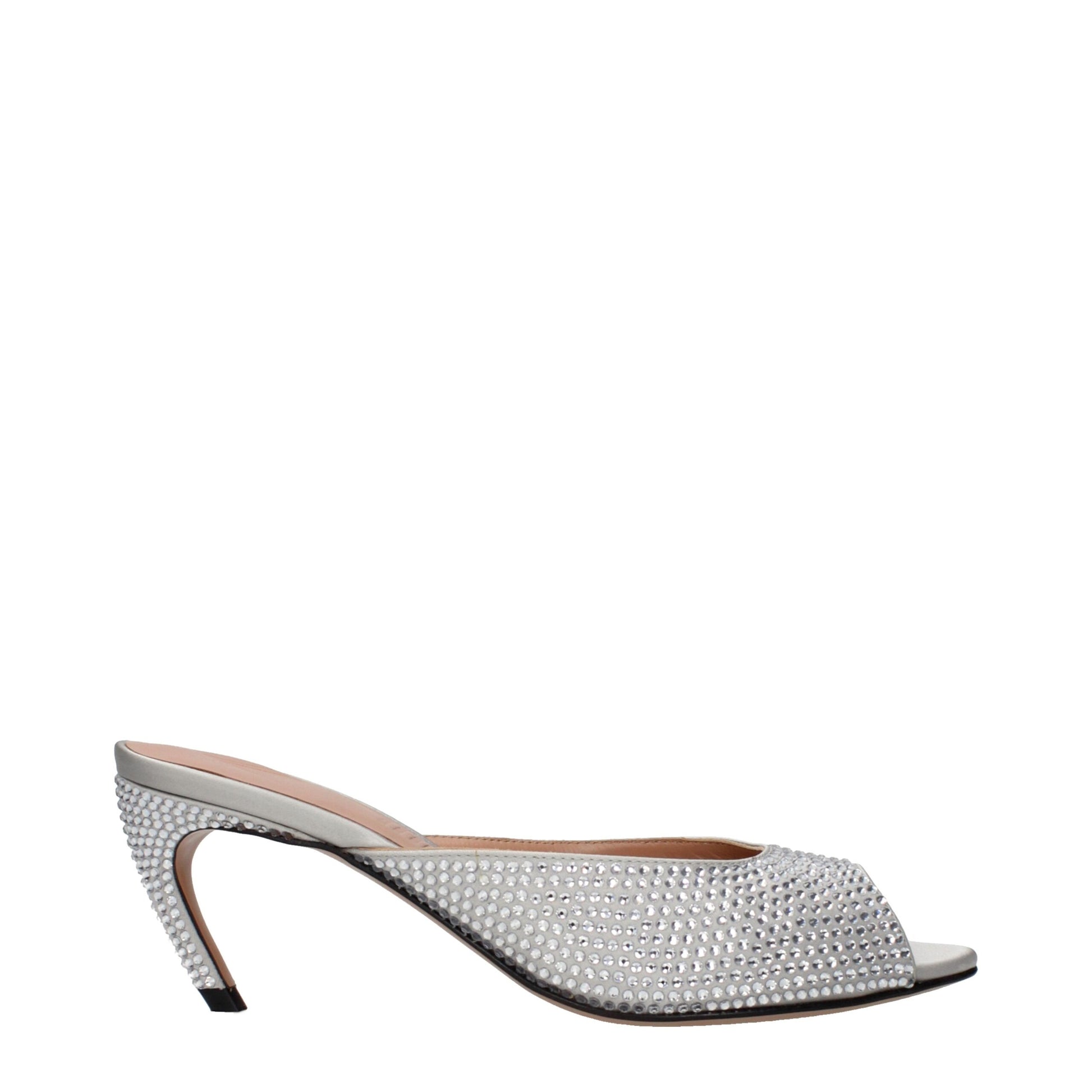 The Attico Gray Satin Stiletto Heel Sandals Curated Luxury Accessories by Orvyn