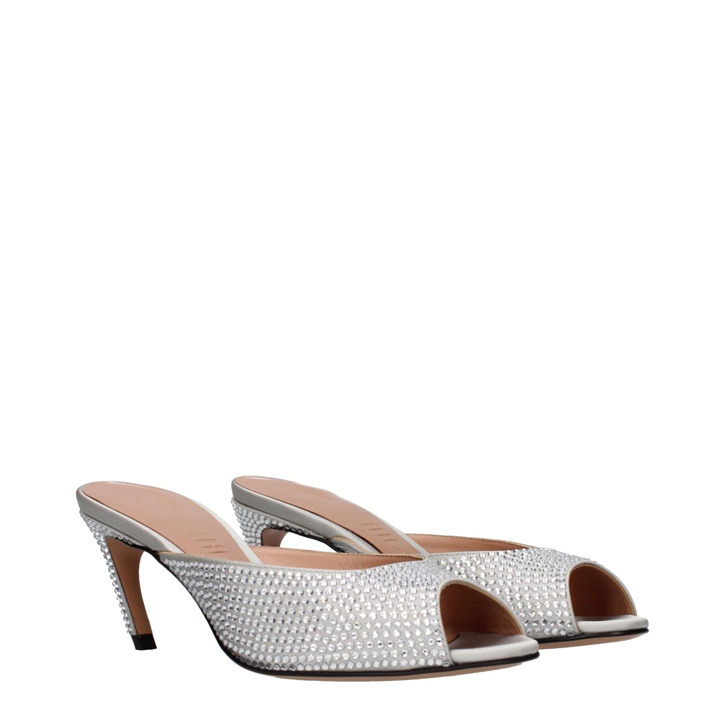 The Attico Gray Satin Stiletto Heel Sandals Curated Luxury Accessories by Orvyn