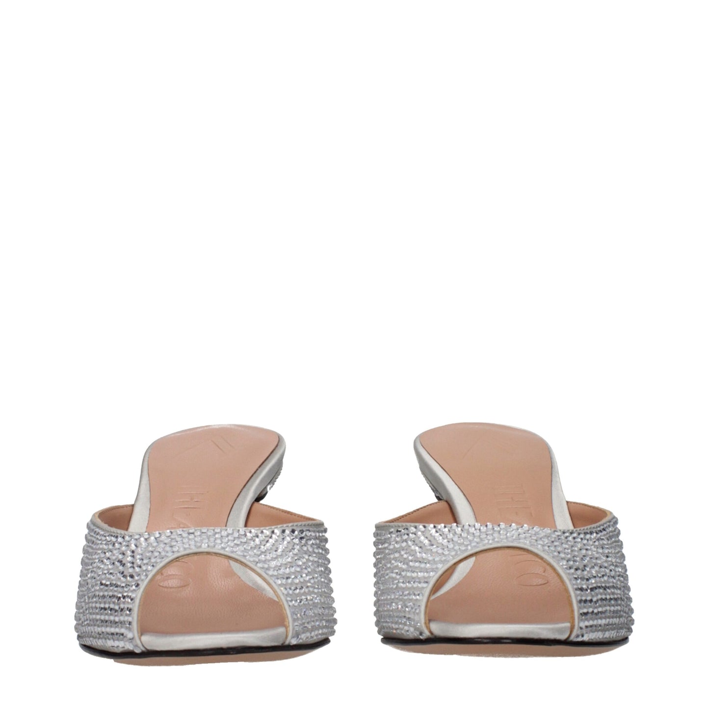 The Attico Gray Satin Stiletto Heel Sandals Curated Luxury Accessories by Orvyn