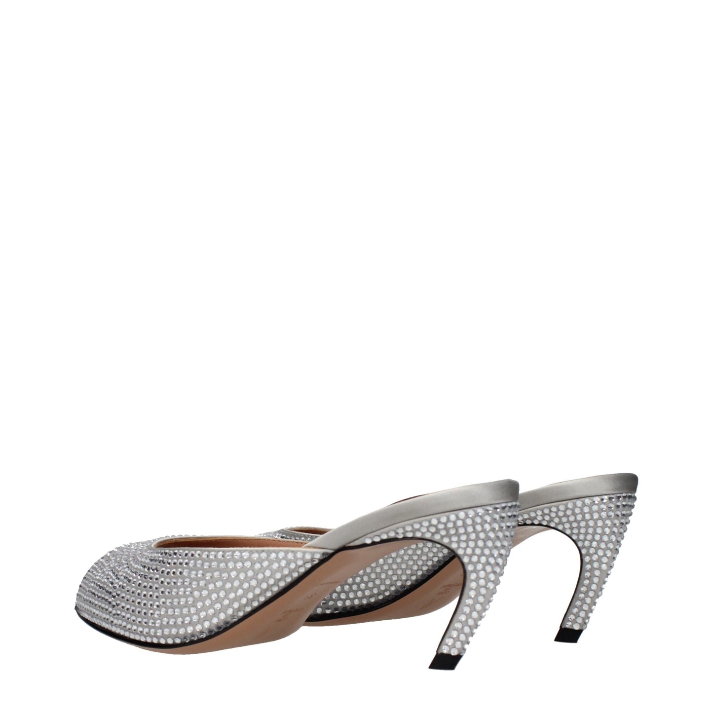 The Attico Gray Satin Stiletto Heel Sandals Curated Luxury Accessories by Orvyn