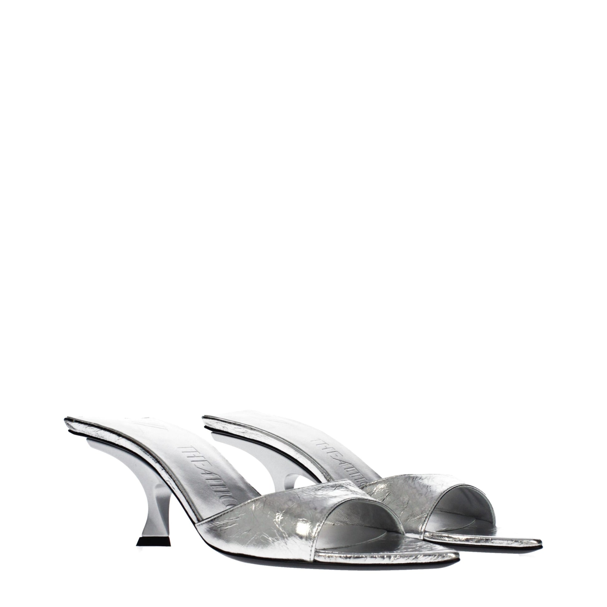 The Attico Gray Leather Flat Sandals Curated Luxury Accessories by Orvyn