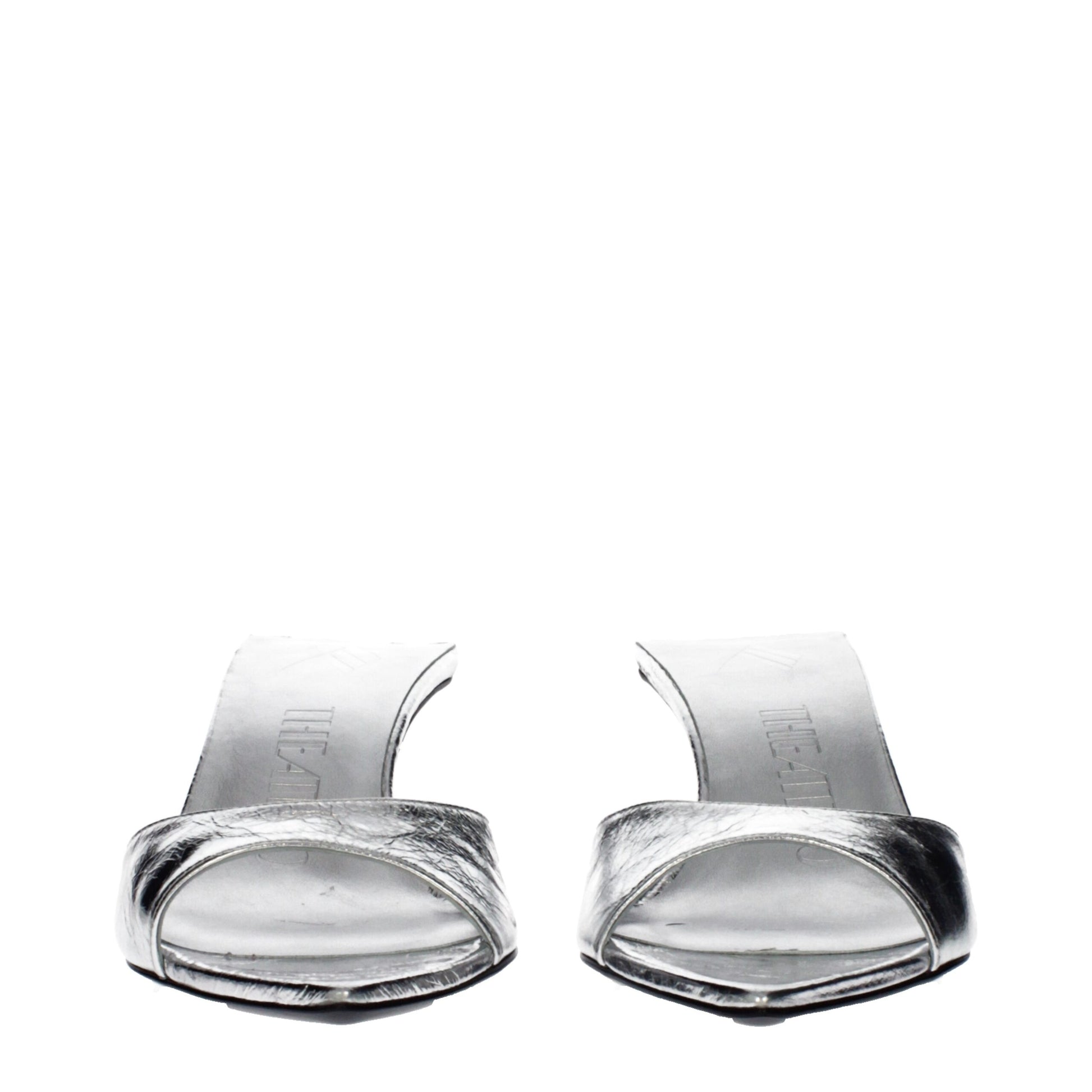 The Attico Gray Leather Flat Sandals Curated Luxury Accessories by Orvyn