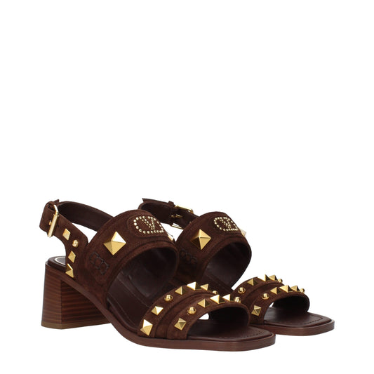 Valentino Garavani Brown Leather Strap-On Sandals Curated Luxury Accessories by Orvyn