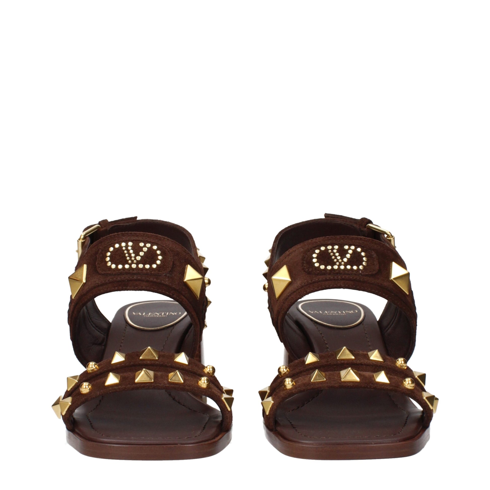 Valentino Garavani Brown Leather Strap-On Sandals Curated Luxury Accessories by Orvyn