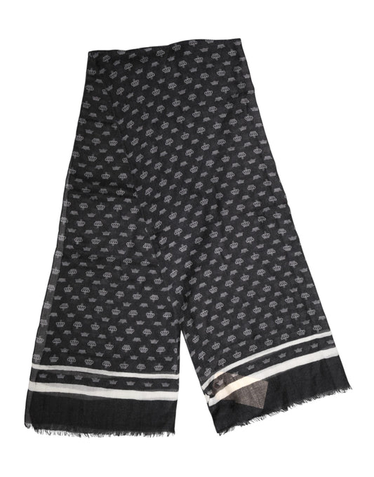 Dolce & Gabbana Black Crown Cashmere Neck Wrap Shawl Scarf Curated Luxury Accessories by Orvyn