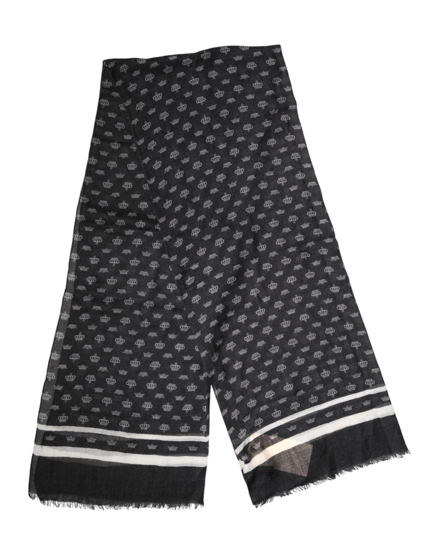 Dolce & Gabbana Black Crown Cashmere Neck Wrap Shawl Scarf Curated Luxury Accessories by Orvyn