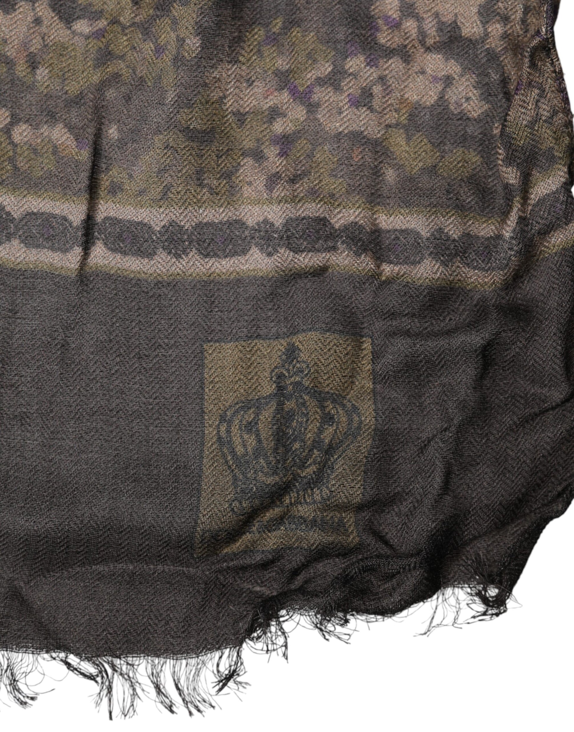 Dolce & Gabbana Brown Camouflage Modal Men Shawl Scarf Curated Luxury Accessories by Orvyn