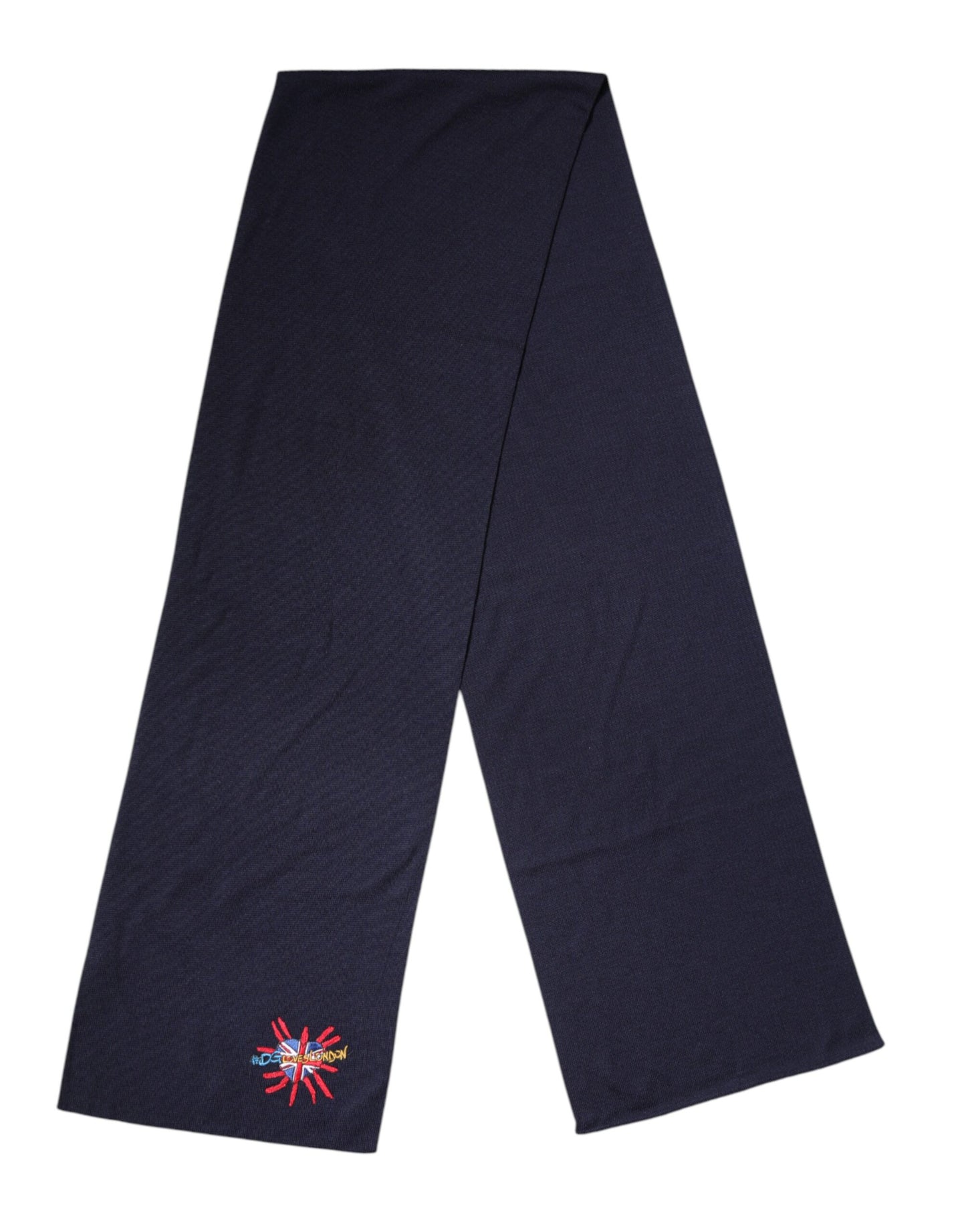 Dolce & Gabbana Blue Wool DG Loves London Neck Wrap Scarf Curated Luxury Accessories by Orvyn